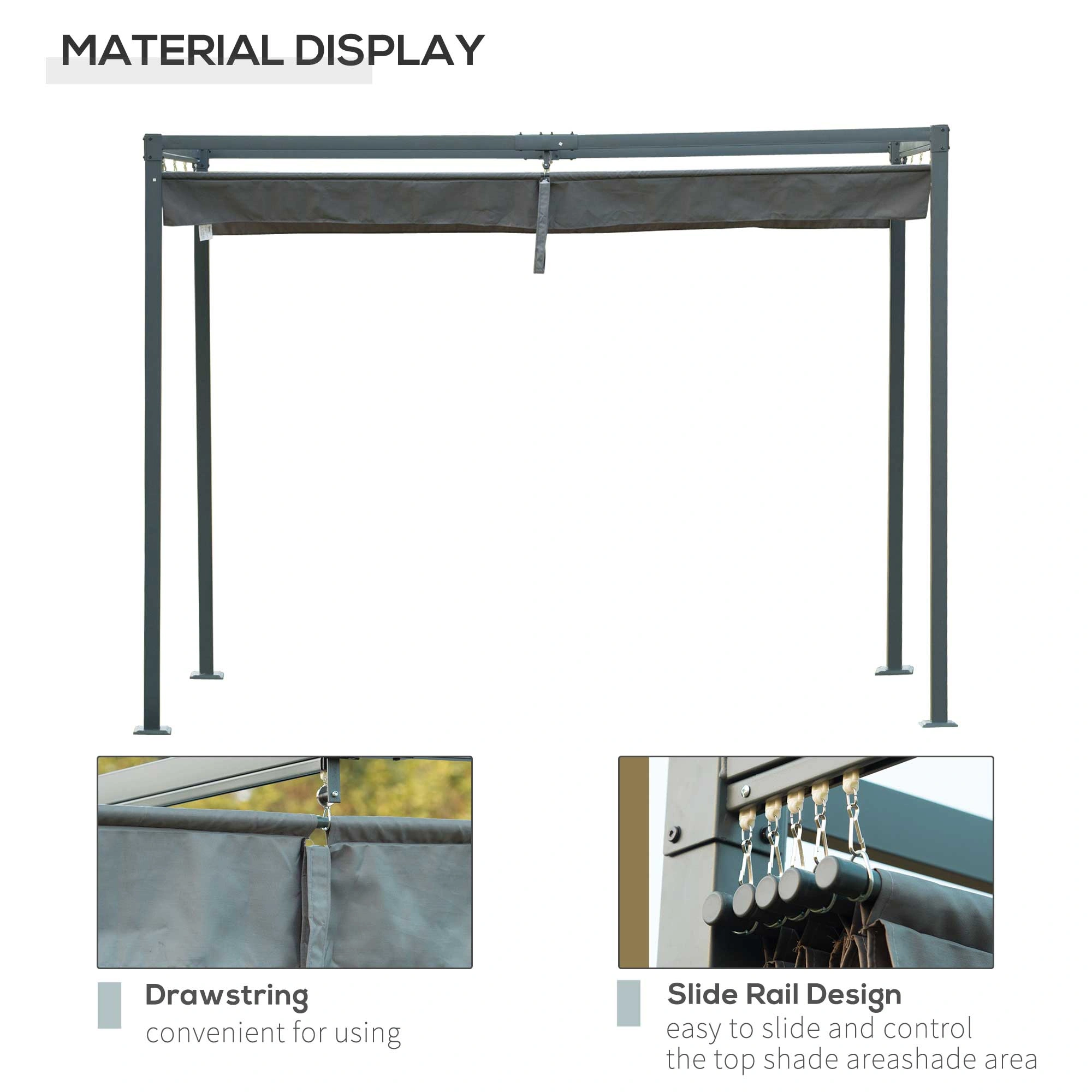10x10ft Metal Hardtop Pergola Gazebo with Adjustable Ceiling, Steel Frame Outdoor Patio Cover for Garden Backyard Deck, Gold view 3