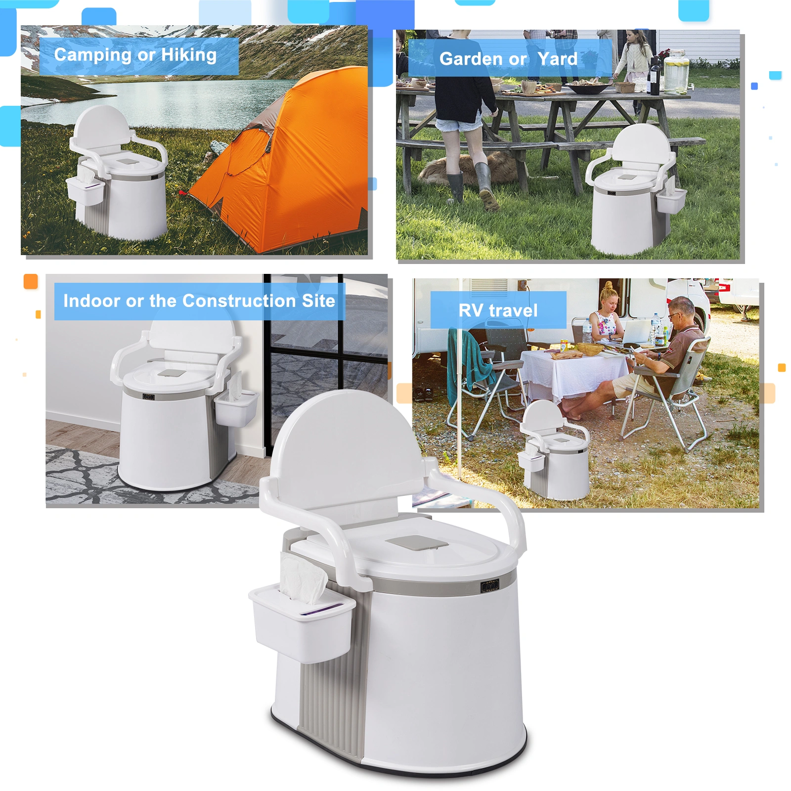 Portable Outdoor Toilet Camping Hiking Fishing Travel Commode with Seat Cover Foldable view 10