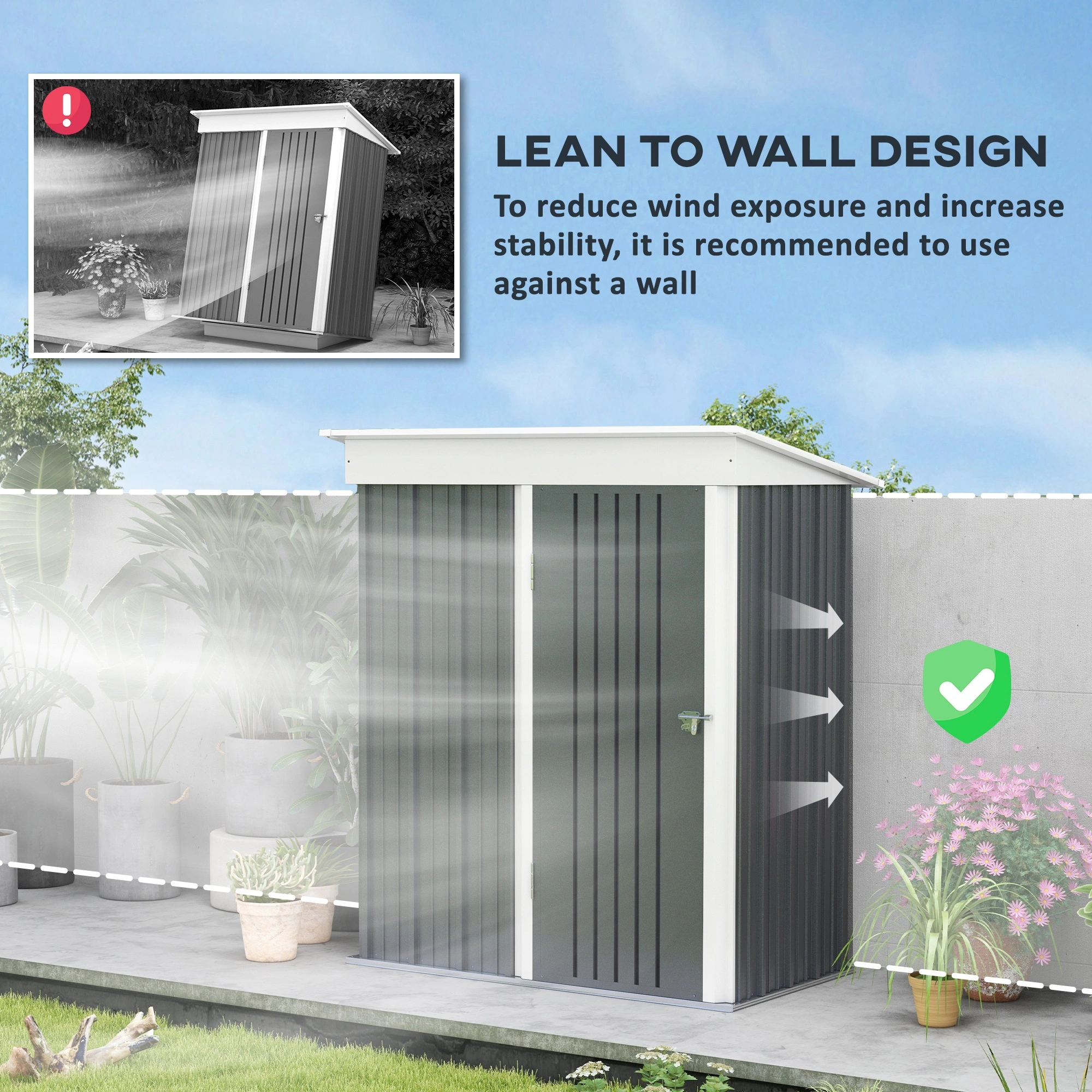 Outdoor Garden Shed 8x6 ft Walk Through Storage Building with Lockable Doors, Metal Roof, Heavy Duty Steel Frame for Tools & Equipment view 3