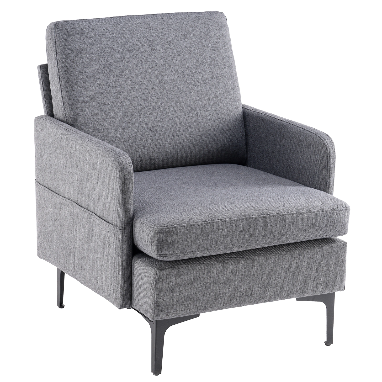 Dark Grey Single Lounge Chair - Comfy Accent Sofa Chair for Bedroom, Living Room, Guest Room