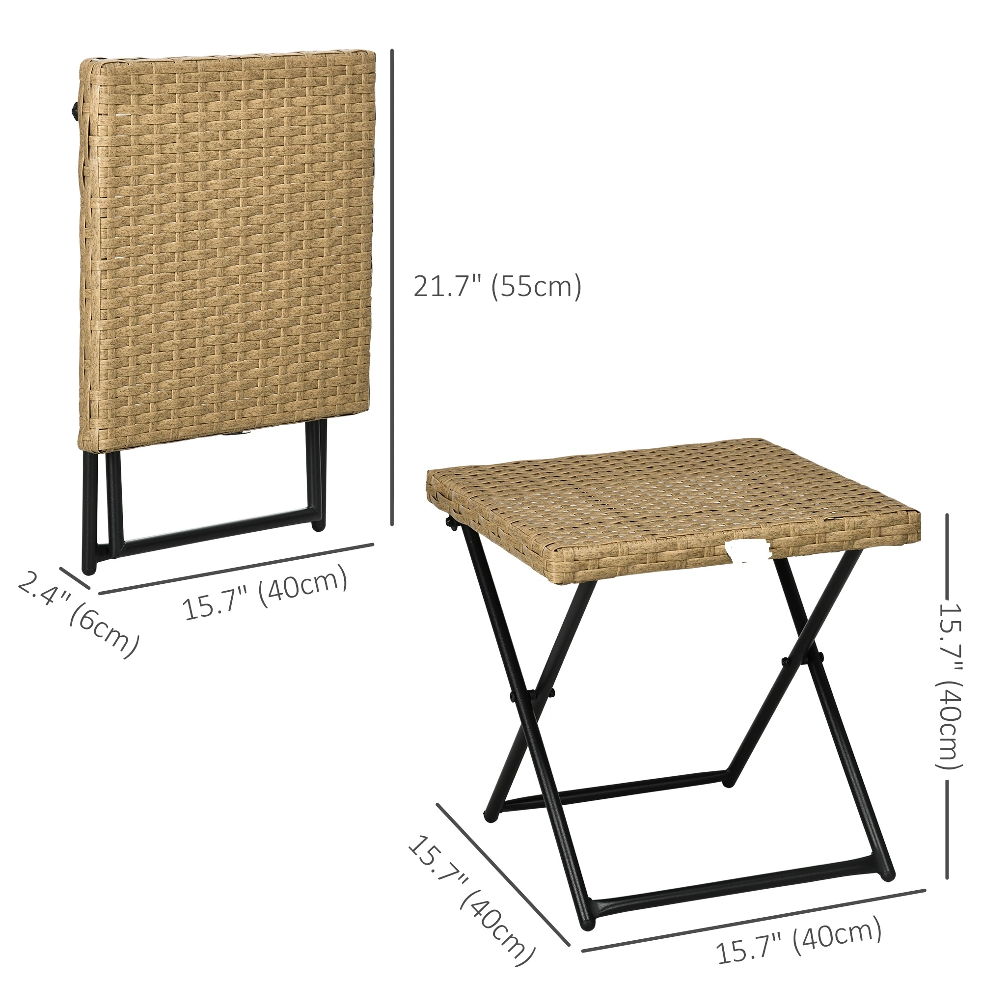 Rattan Coffee Table, Nesting Tables Set of 2, Oval Side Table with Marble Top, Scandinavian Style Home Decor view 3