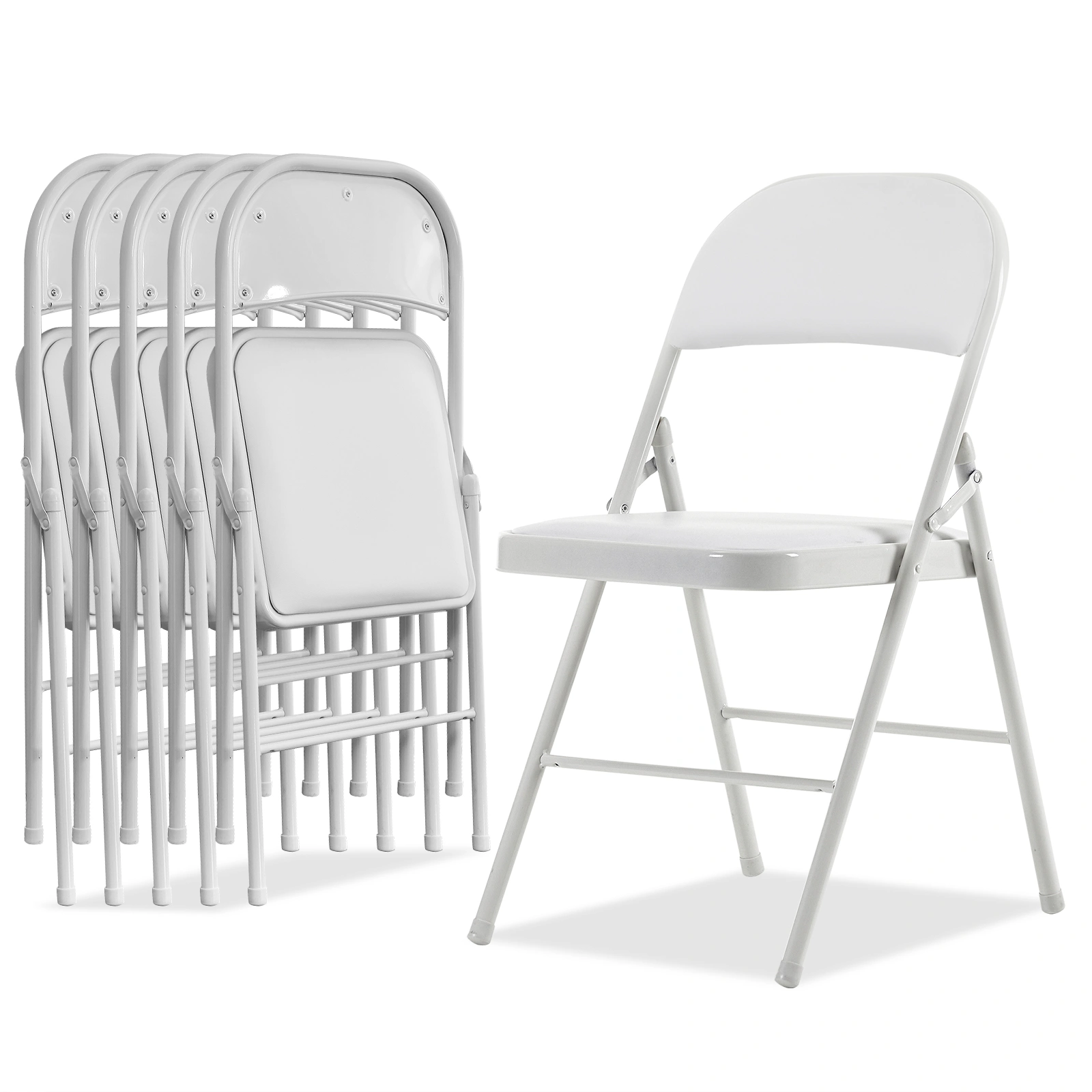 6pcs Elegant Foldable Iron & PVC Chairs for Convention & Exhibition White view 15