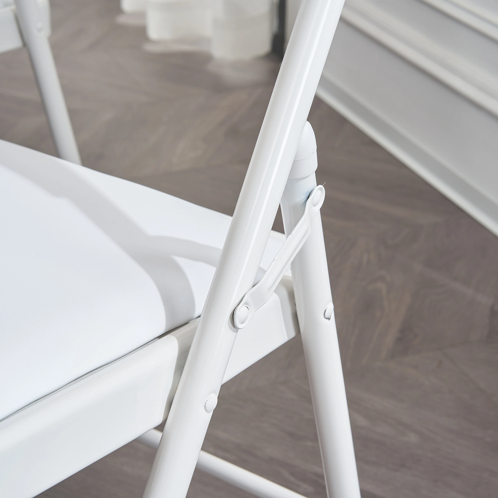6pcs Elegant Foldable Iron & PVC Chairs for Convention & Exhibition White view 18