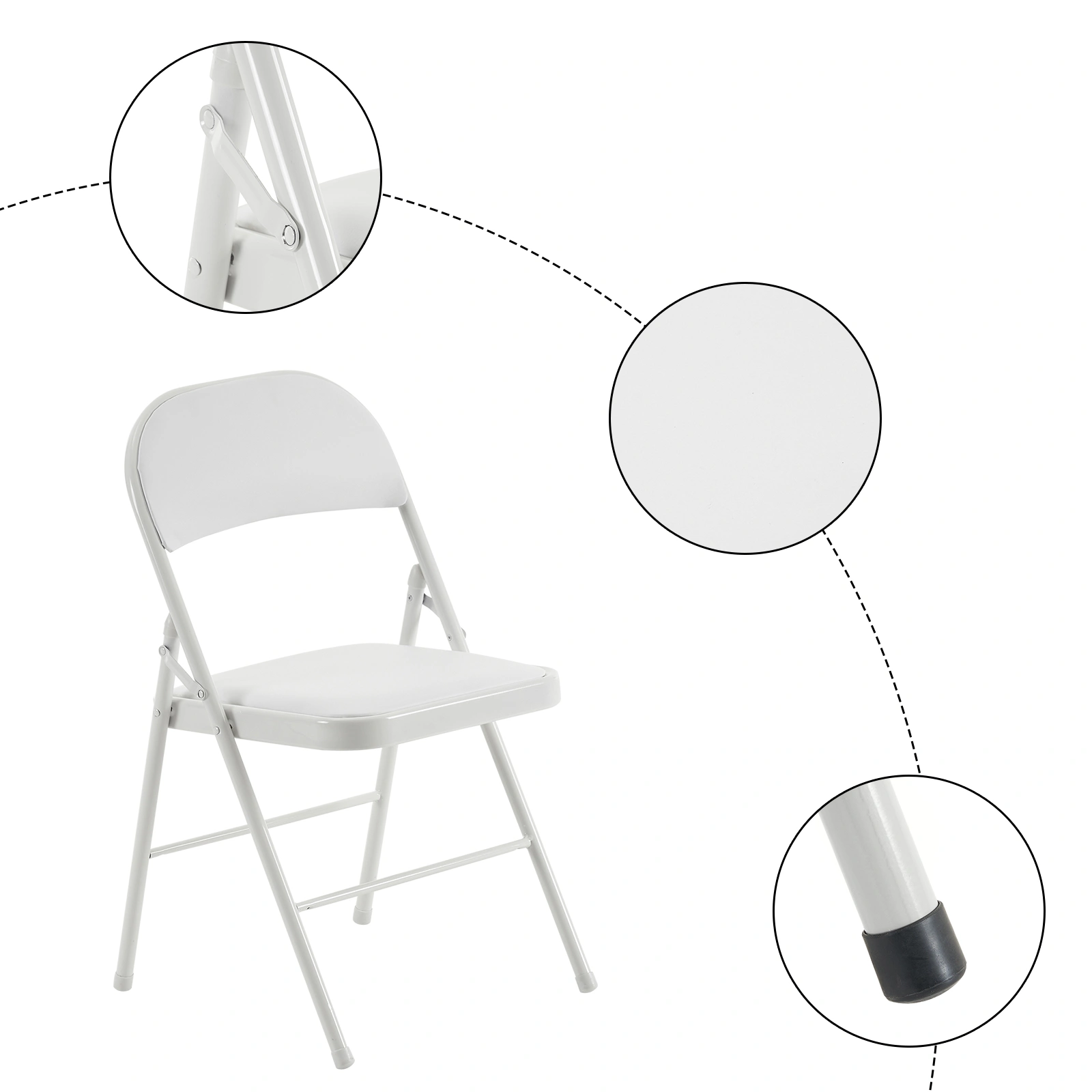 6pcs Elegant Foldable Iron & PVC Chairs for Convention & Exhibition White view 3
