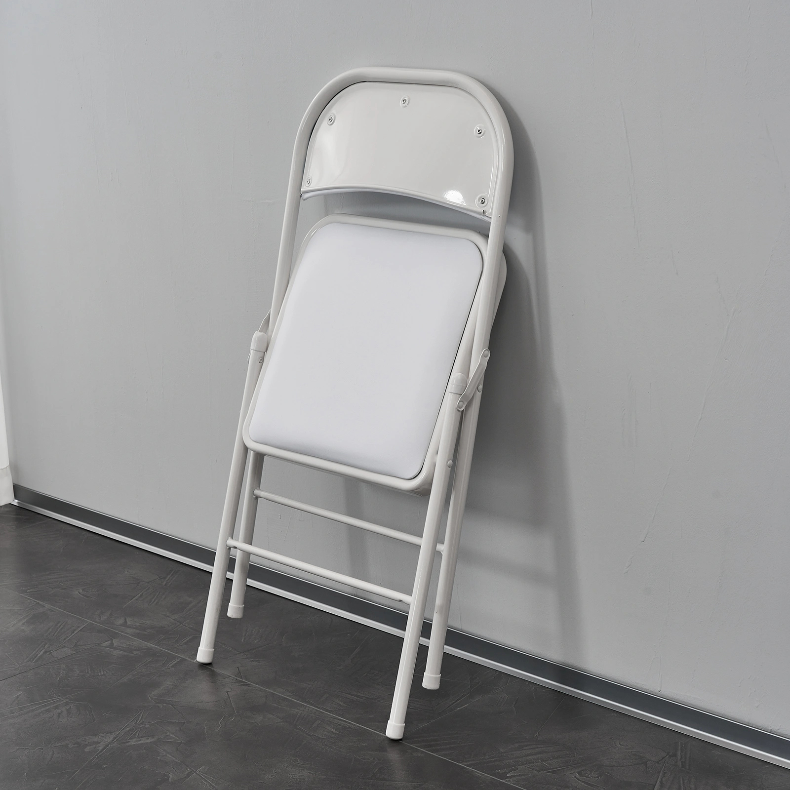 6pcs Elegant Foldable Iron & PVC Chairs for Convention & Exhibition White view 32