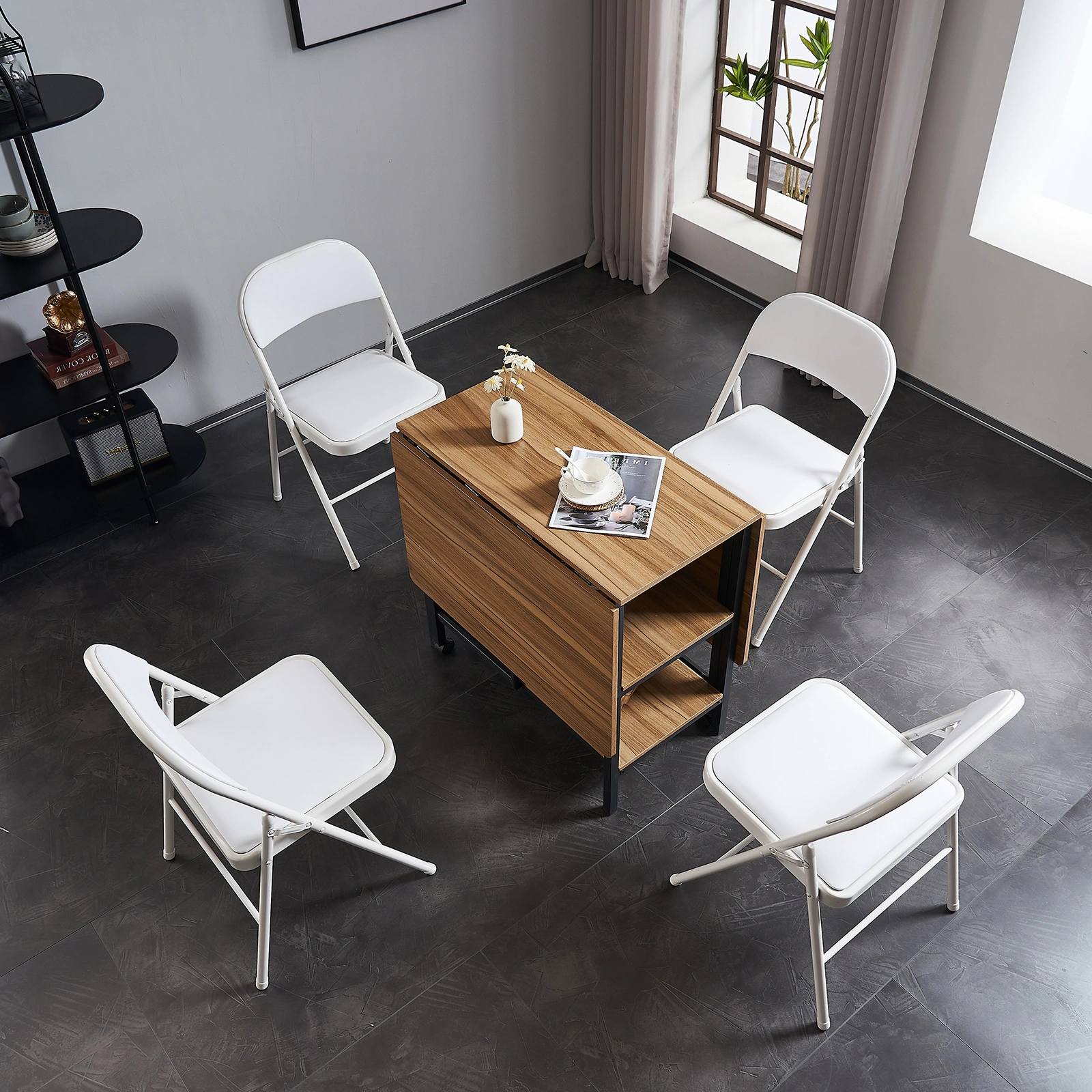 6pcs Elegant Foldable Iron & PVC Chairs for Convention & Exhibition White view 33