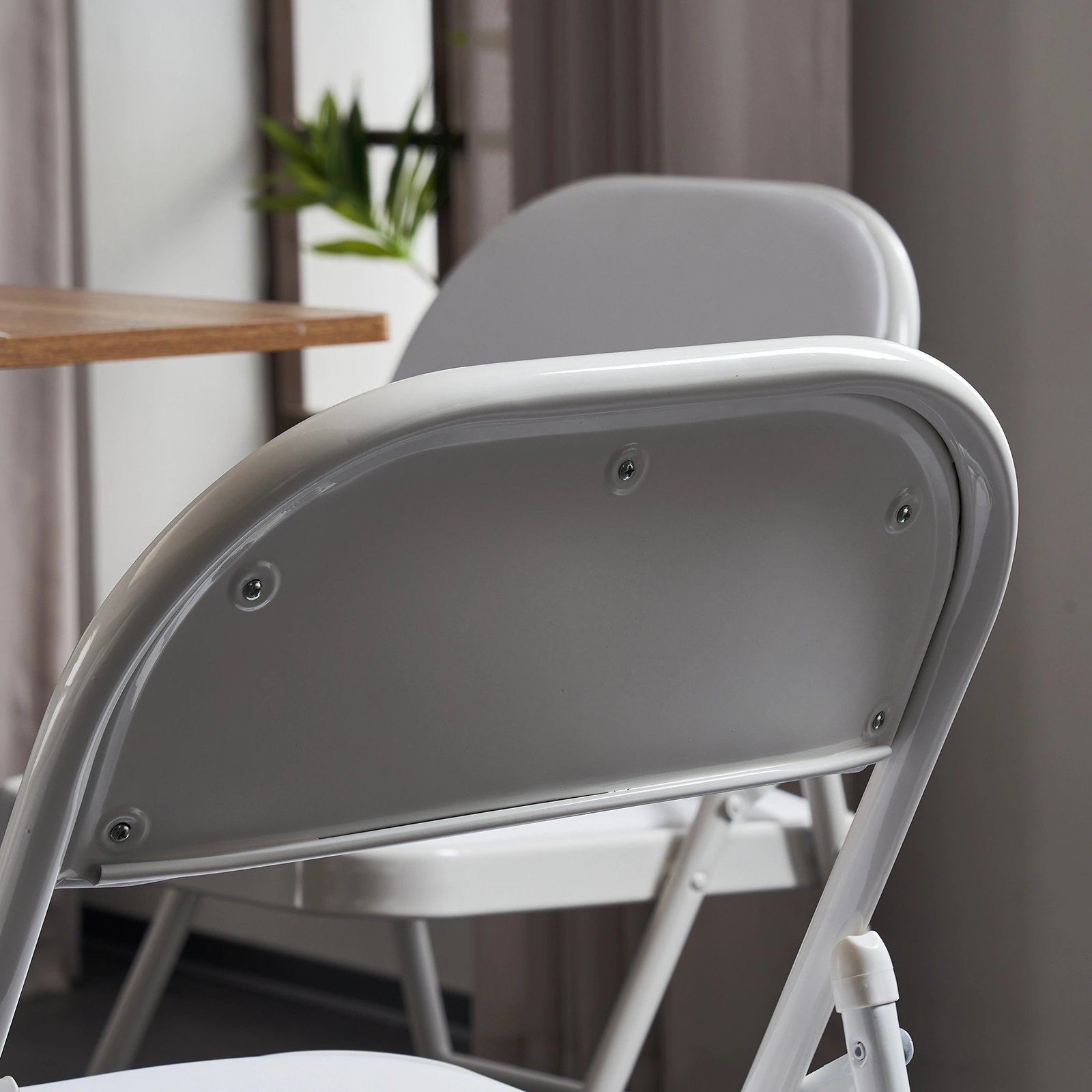 6pcs Elegant Foldable Iron & PVC Chairs for Convention & Exhibition White view 49