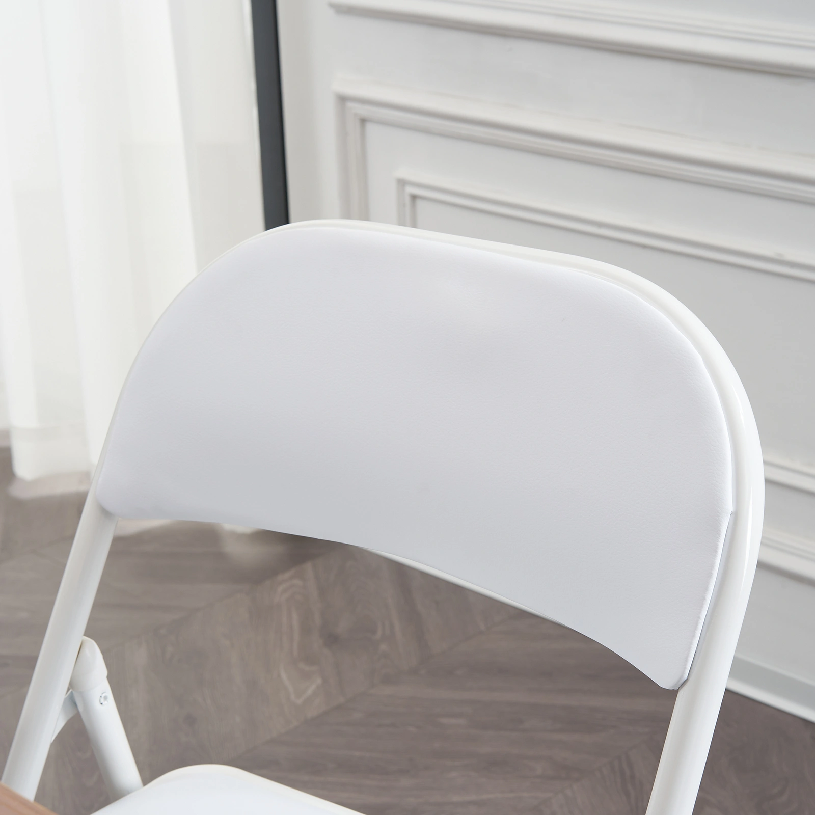 6pcs Elegant Foldable Iron & PVC Chairs for Convention & Exhibition White view 50