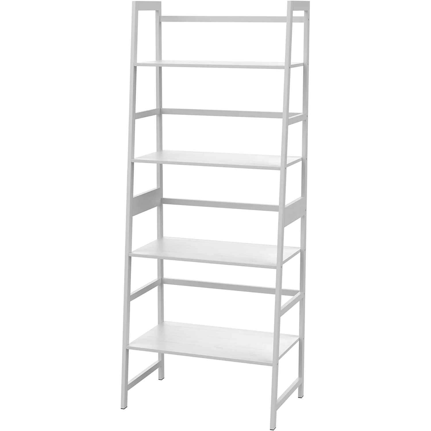 WTZ 4-Tier Ladder Bookshelf, Tall White Bookcase with 4 Shelves for Bedroom, Living Room, Office, Model MC-801