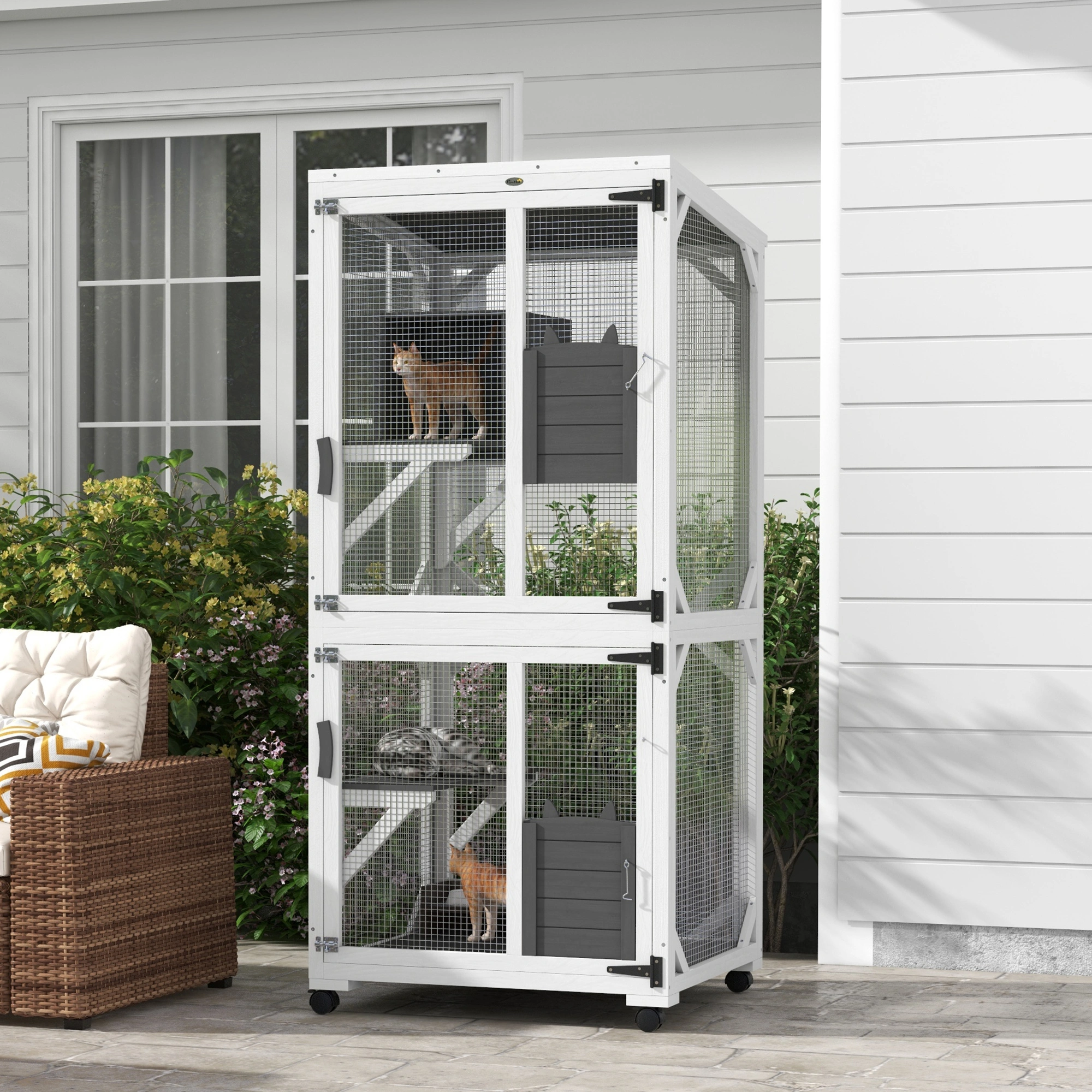 Multi-Level Pet Stairs & Cat Climbing Tower with Cozy House, Foam Steps for Dogs & Kittens, Indoor Climbing Tree
