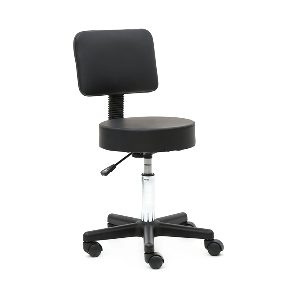 Round Shape Plastic Adjustable Salon Stool with Back Black view 12