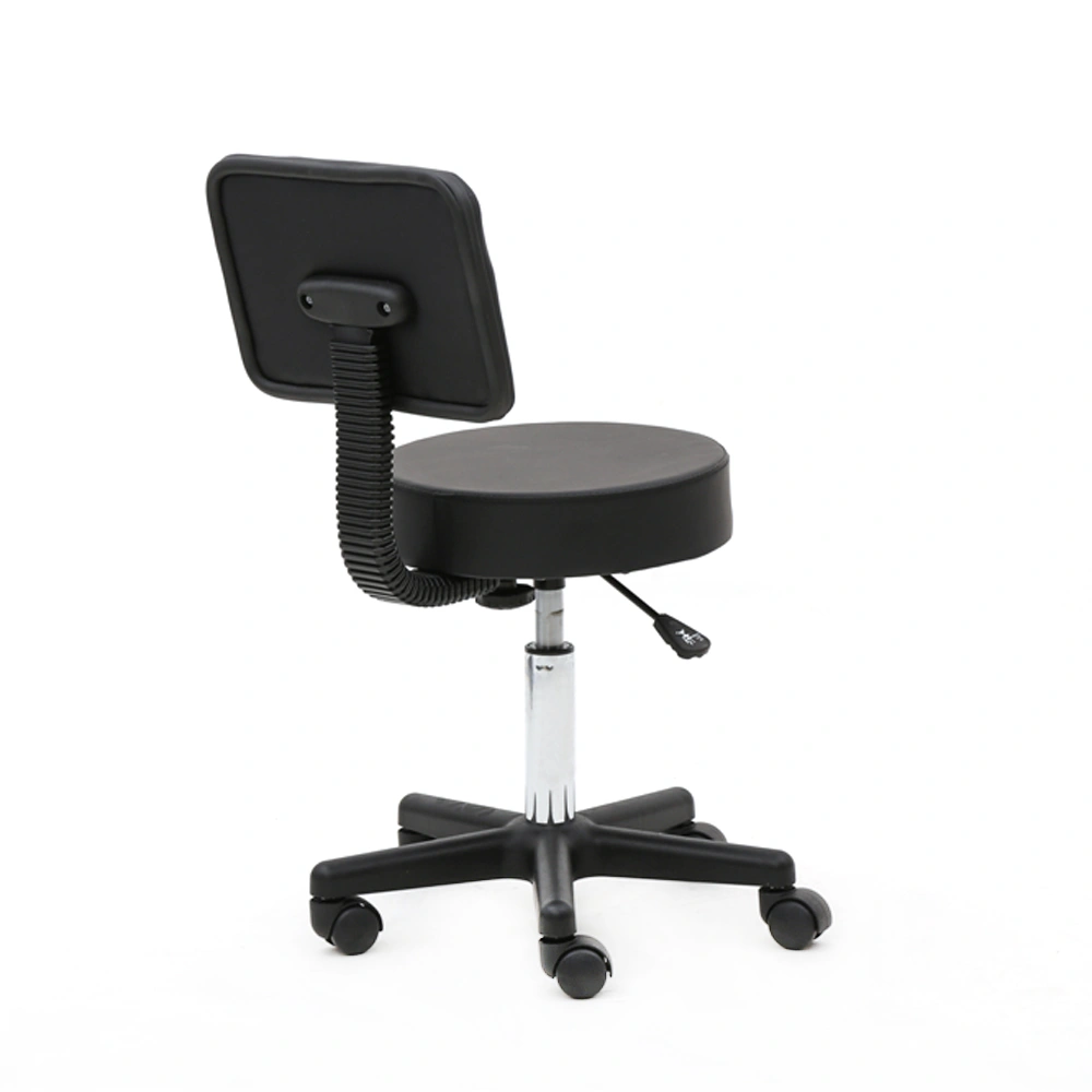 Round Shape Plastic Adjustable Salon Stool with Back Black view 15