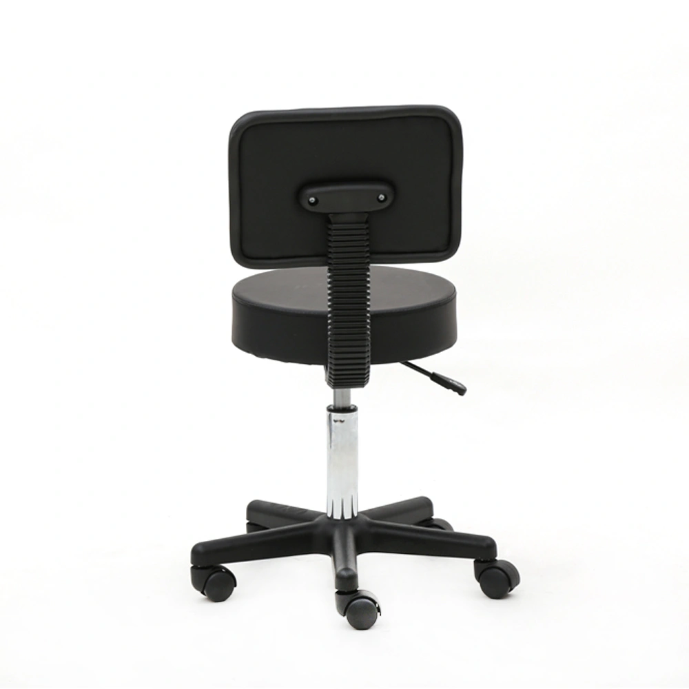 Round Shape Plastic Adjustable Salon Stool with Back Black view 16