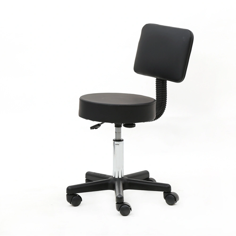 Round Shape Plastic Adjustable Salon Stool with Back Black view 19