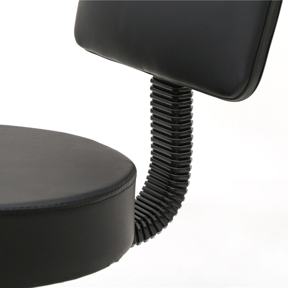 Round Shape Plastic Adjustable Salon Stool with Back Black view 2