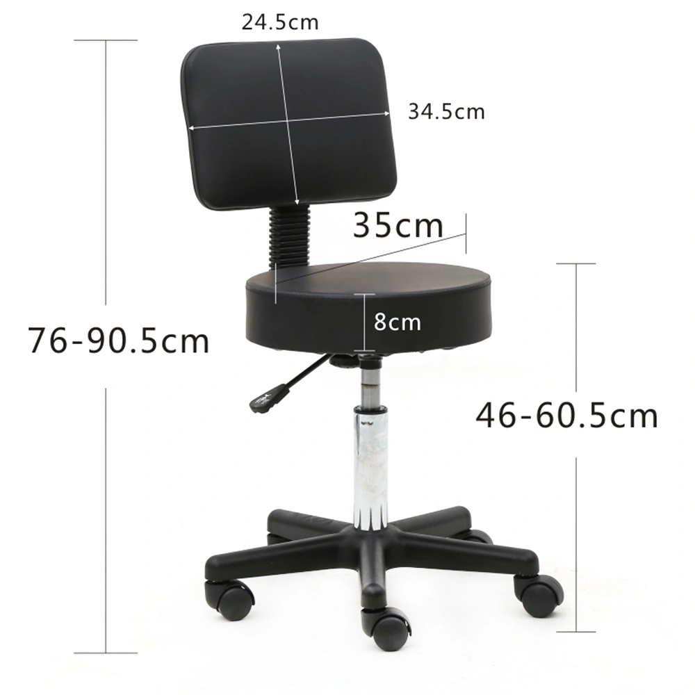 Round Shape Plastic Adjustable Salon Stool with Back Black view 9