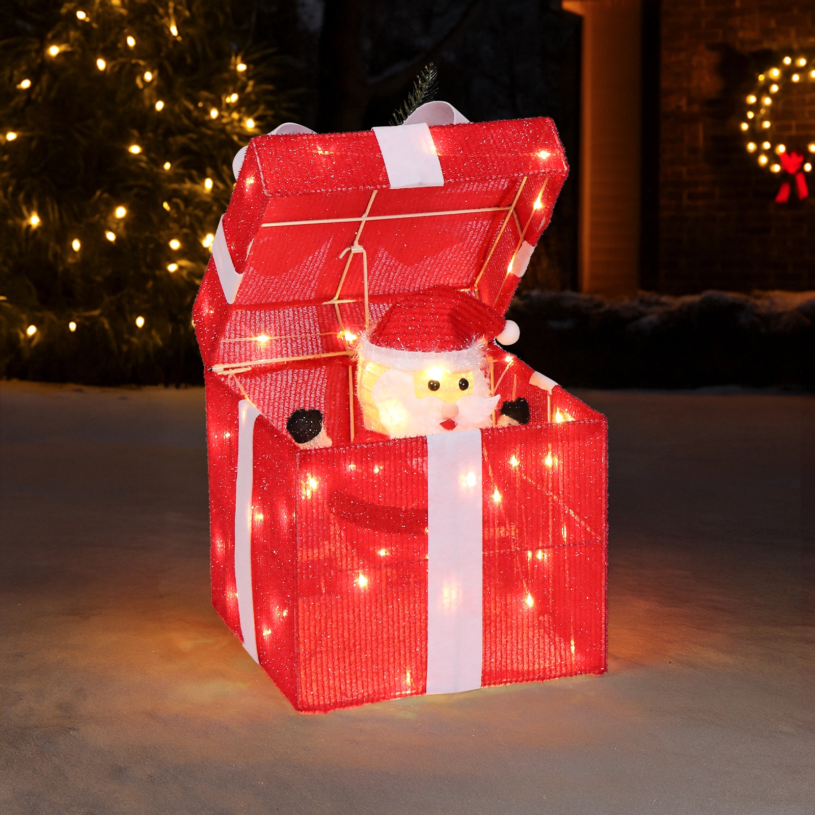 12in Motorized Pop-up Gift Box with Santa, Outdoor Christmas Decorations with Motor & 60 LED Lights, for Xmas Outdoor Holiday Indoor Decor Lighted Holiday Displays view 17