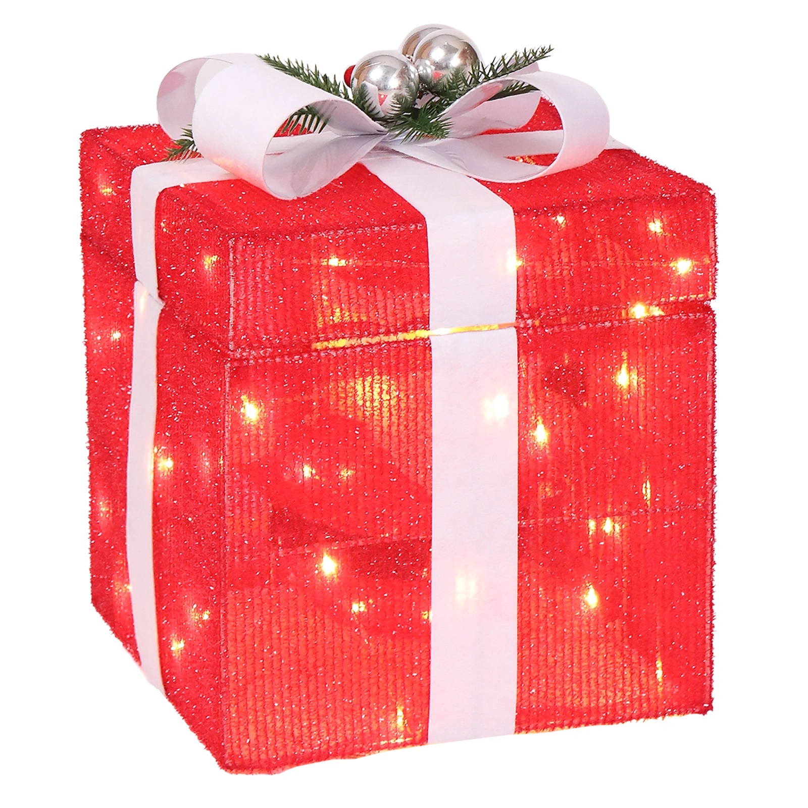 12in Motorized Pop-up Gift Box with Santa, Outdoor Christmas Decorations with Motor & 60 LED Lights, for Xmas Outdoor Holiday Indoor Decor Lighted Holiday Displays view 7