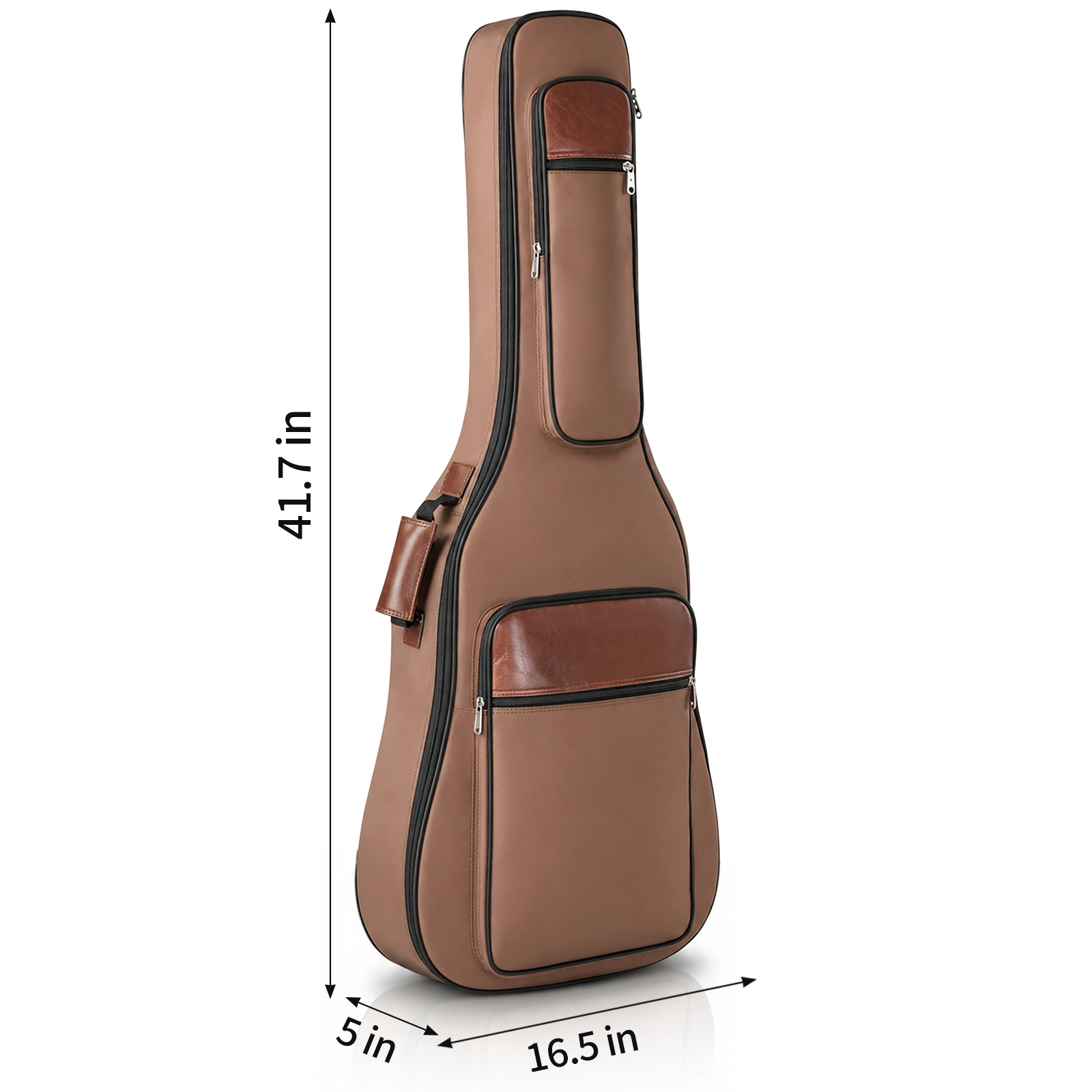 600D Extra-Thick Oxford Cloth Acoustic Guitar Bag with 10mm Sponge Padding — Brown (Fits 41/40-inch Guitars) view 2