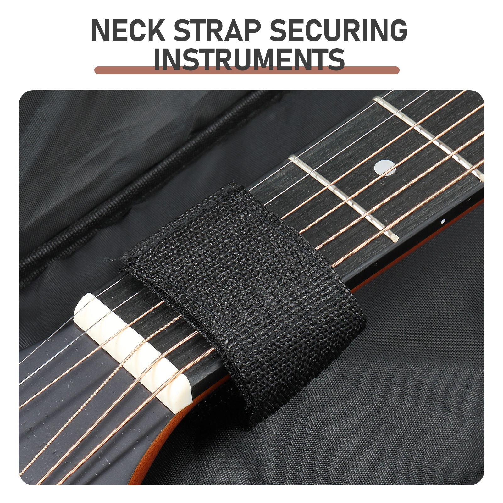 600D Extra-Thick Oxford Cloth Acoustic Guitar Bag with 10mm Sponge Padding — Brown (Fits 41/40-inch Guitars) view 4