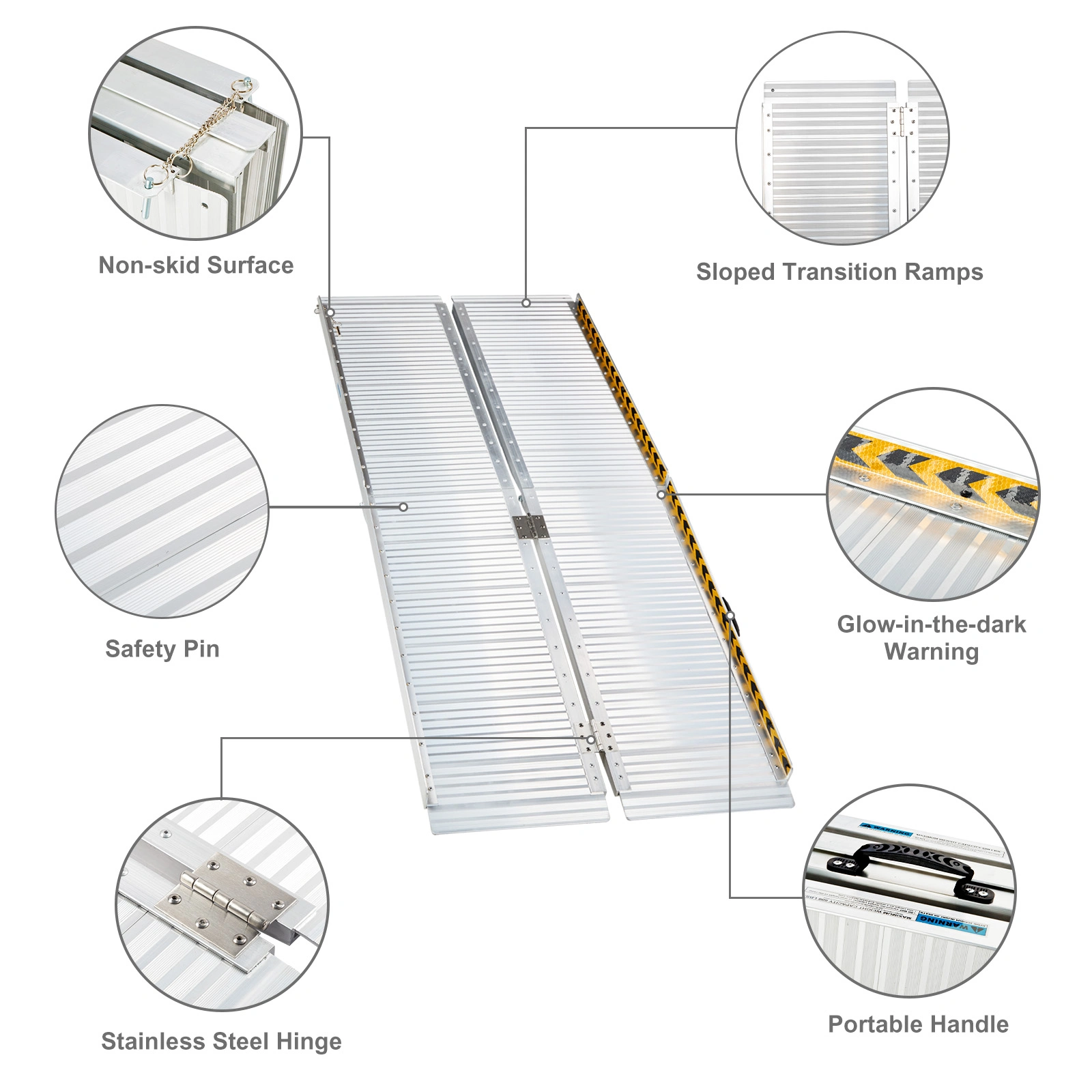 6ft Aluminum Wheelchair Ramp Multi-Folding Portable Loading Ramp for Scooters & Mobility Chairs view 3