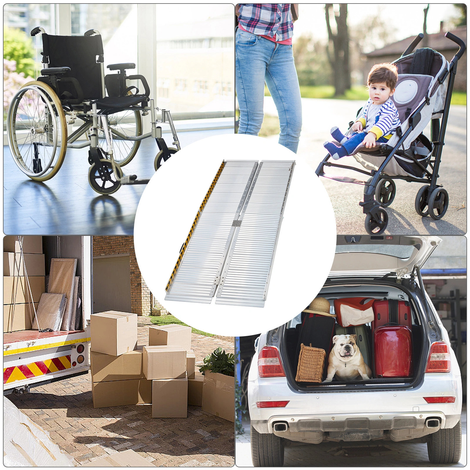 6ft Aluminum Wheelchair Ramp Multi-Folding Portable Loading Ramp for Scooters & Mobility Chairs view 5