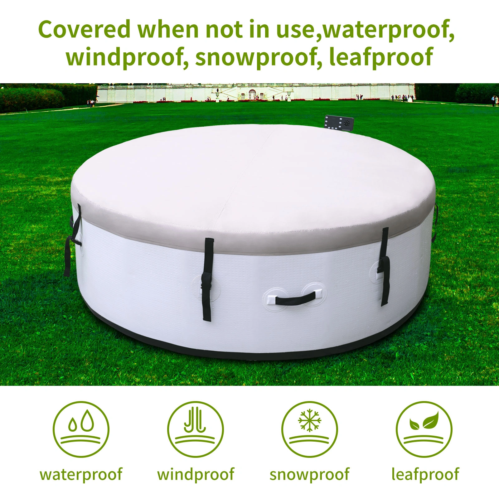 4-6 Person Hot Tub for Outdoor Spa Portable Massage with 150 Air Jets & Thermal Cover | Outdoor Spa Jetted Tub for Patio Garden Poolside (White) view 3