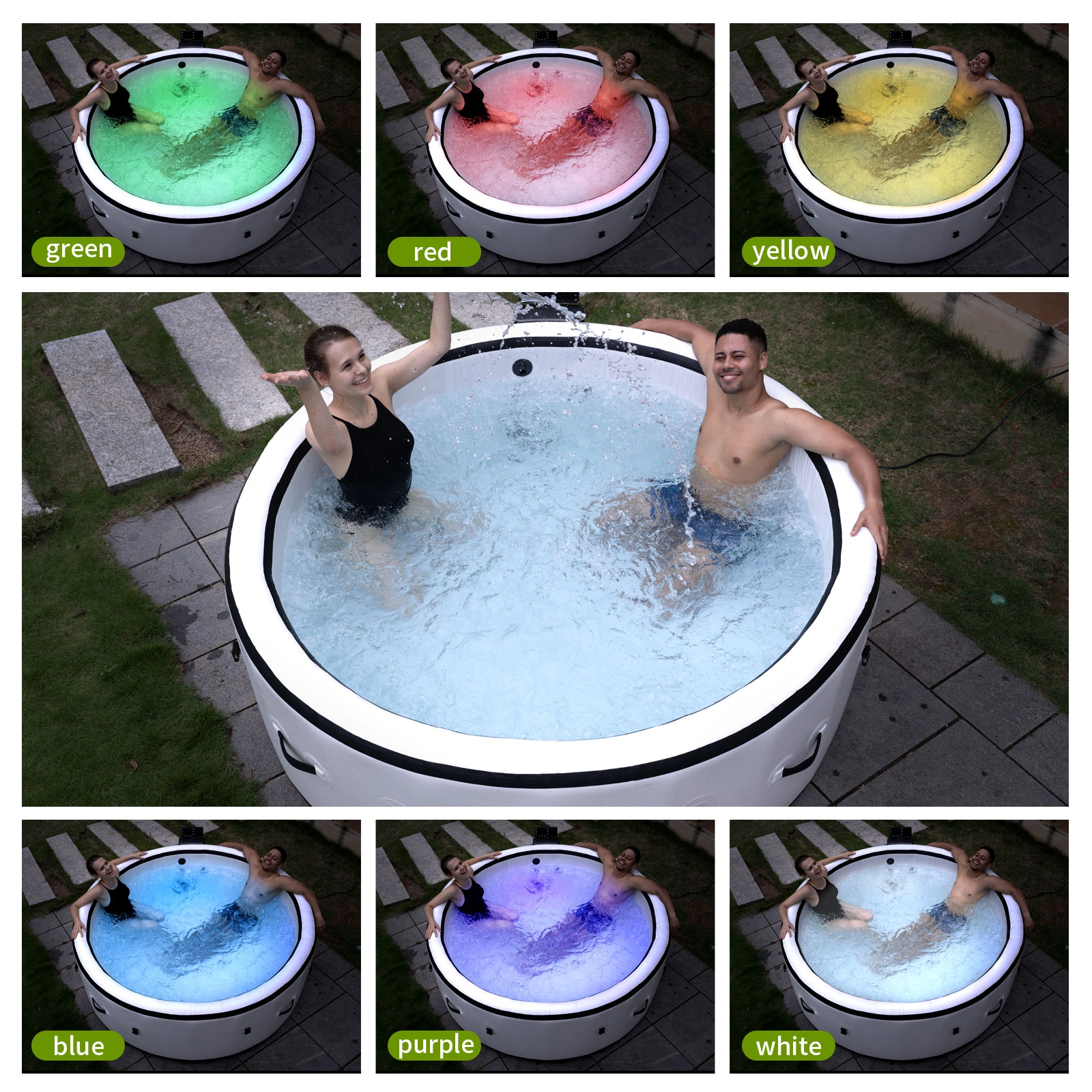4-6 Person Hot Tub for Outdoor Spa Portable Massage with 150 Air Jets & Thermal Cover | Outdoor Spa Jetted Tub for Patio Garden Poolside (White) view 5