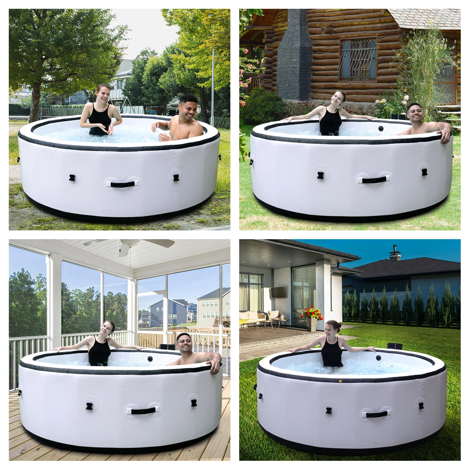 4-6 Person Hot Tub for Outdoor Spa Portable Massage with 150 Air Jets & Thermal Cover | Outdoor Spa Jetted Tub for Patio Garden Poolside (White) view 7