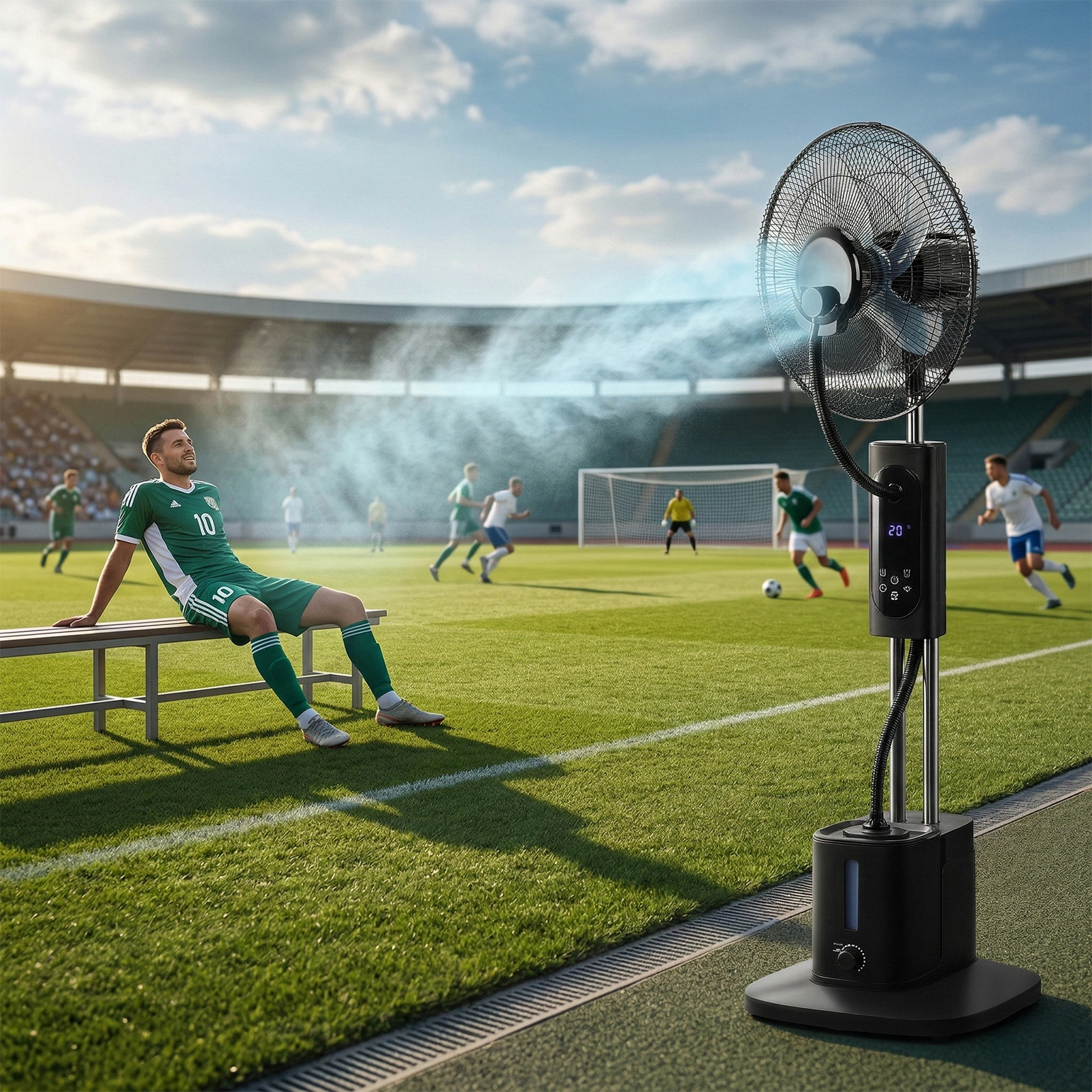 US Standard MH-MF40C Misting Fan, 110V 70W, 16 Inch Household Standing Mist Fan, 2.5L Detachable Water Tank, LED Display, PP Material & Aluminum Motor, Black, Ventilation & Humidification, Touch & Remote Control view 9