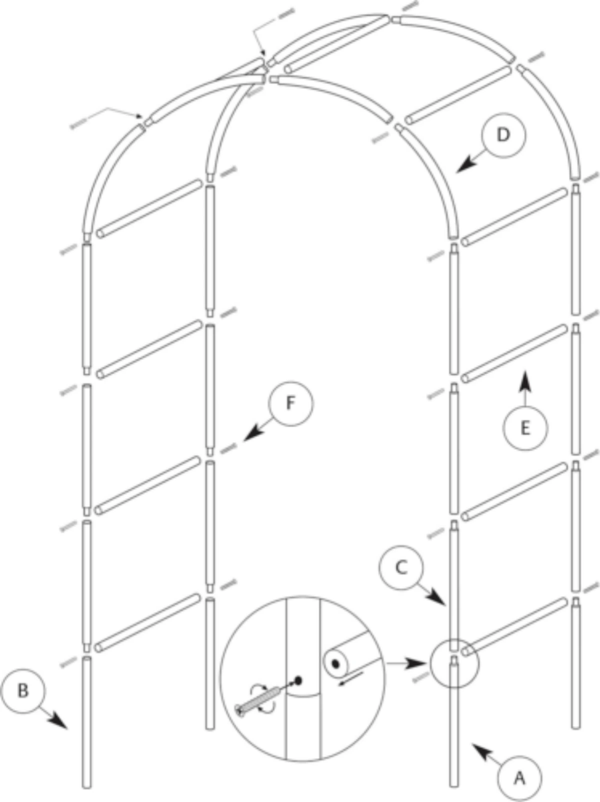 2,4m Gartenbogen Rankgitter Ballonbogen aus Metall, Kletterpflanzenbogen view 3