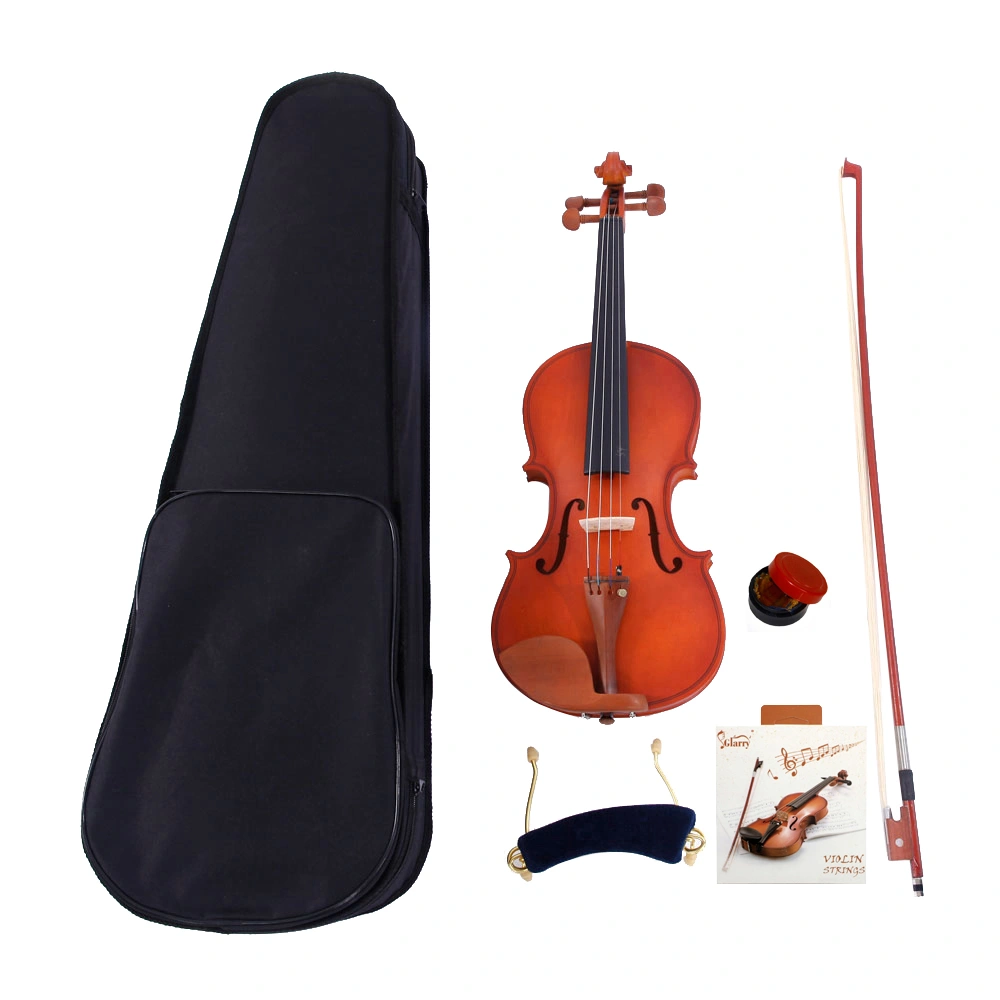 GV101 4/4 Full Size Acoustic Violin Set with Matt Finish, Hard Case, Bow, Rosin, Strings & Shoulder Rest - Natural