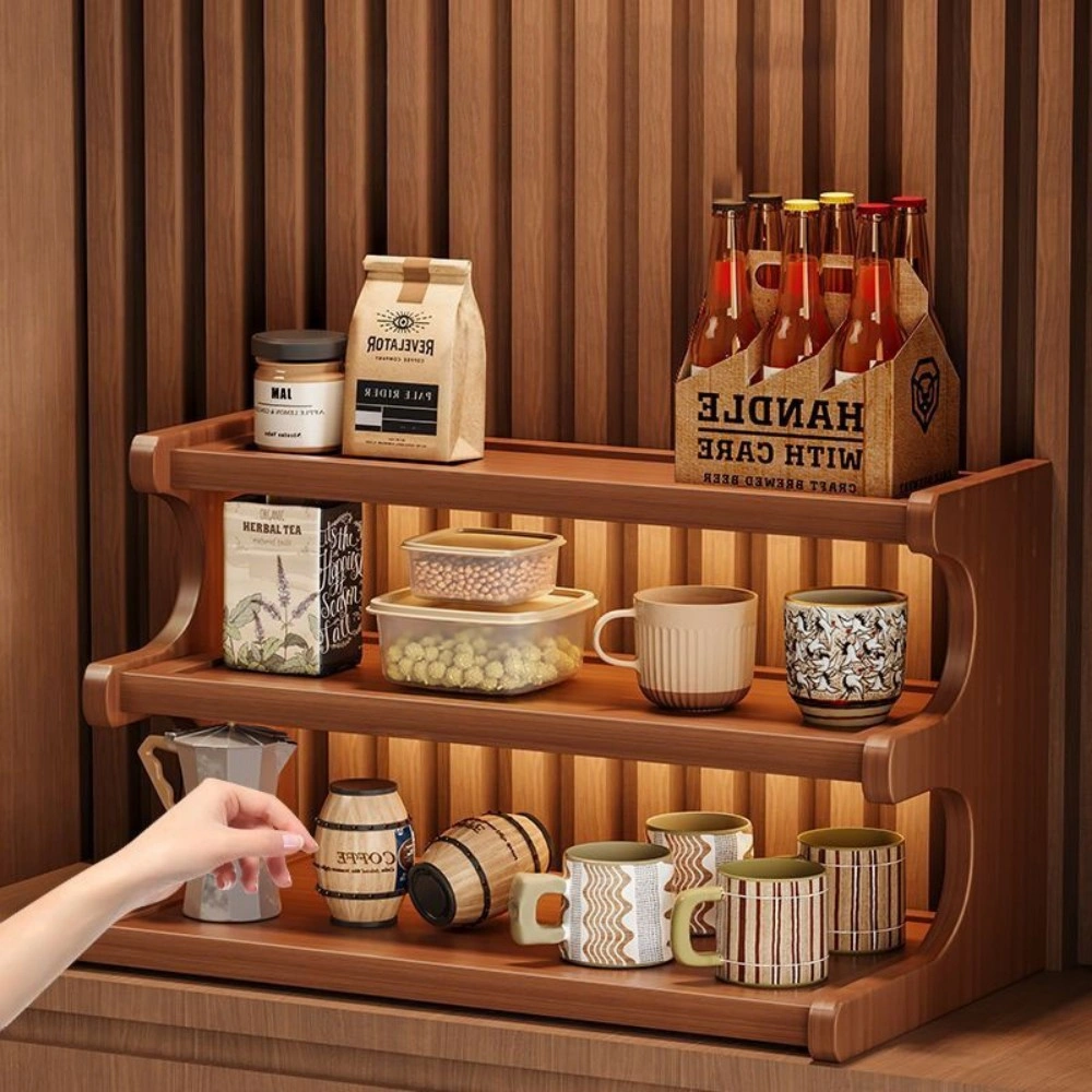 3 Tier Tabletop Cup Storage Rack - Coffee Mug Display Shelf & Holder, Space-Saving Desk Organizer view 4