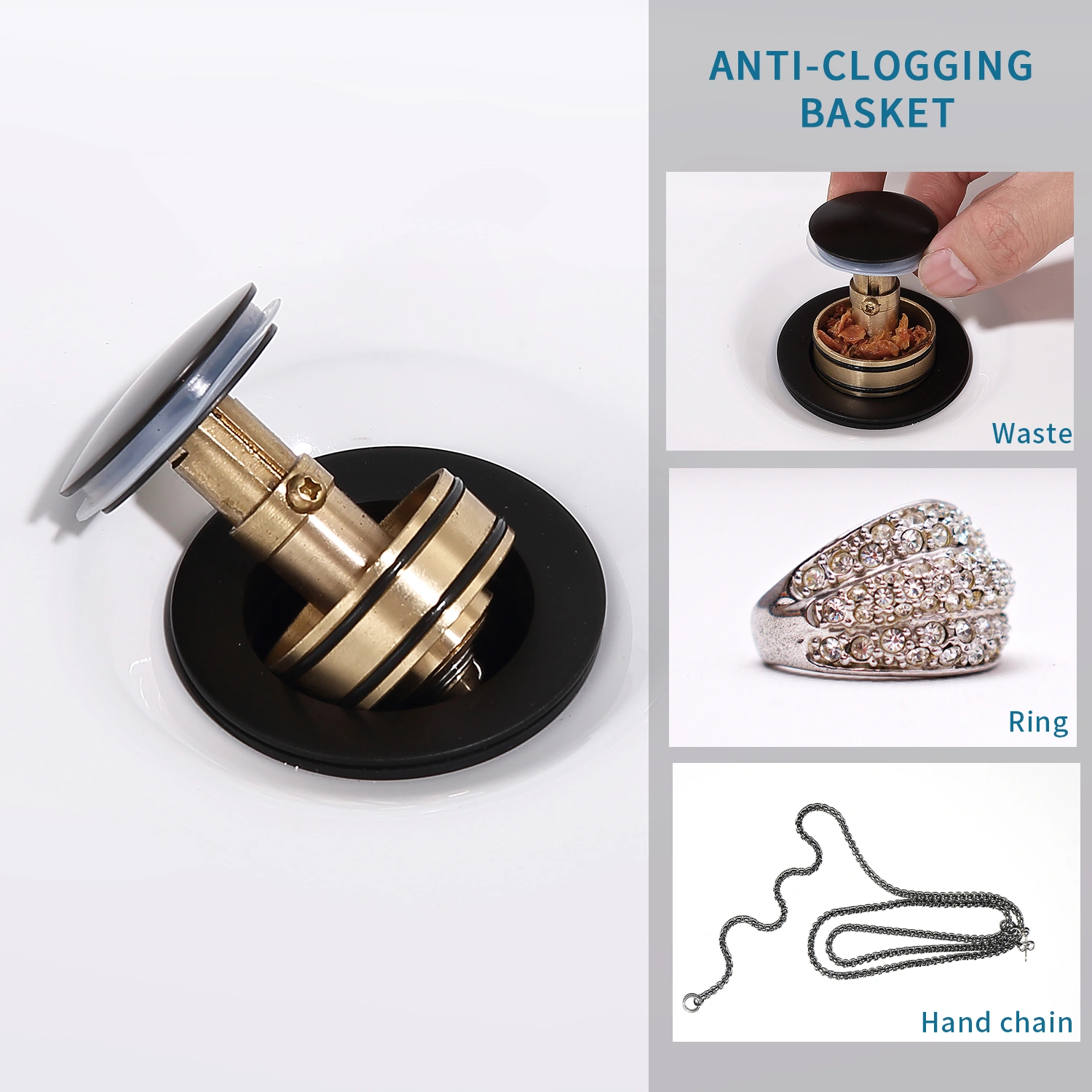 Pop-Up Drain Stainless Steel With Overflow Anti-Clogging for Vessel Sink Lavatory Vanity Sink Drain with Strainer Basket, Matte Black[Unable ship on weekends, TK/TEMU only for pickup, only TX10643 warehouse supports GOFO] view 7