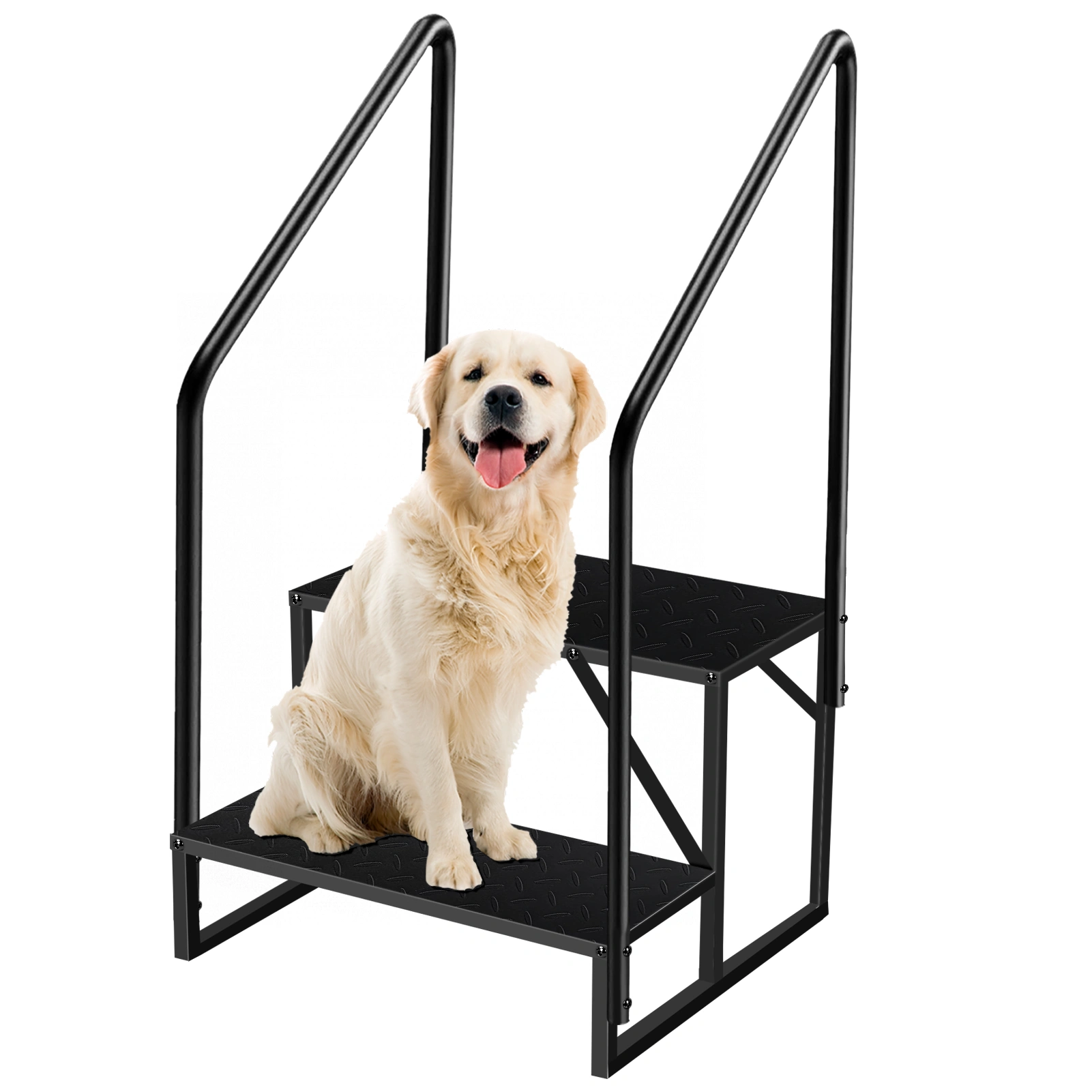 2-Step Stool Ladder for Adults, 660 lb Kids Step Stool with Dual Handrails, Hot Tub Stairs, Safety Step Stool for Bathroom Kitchen Office Household