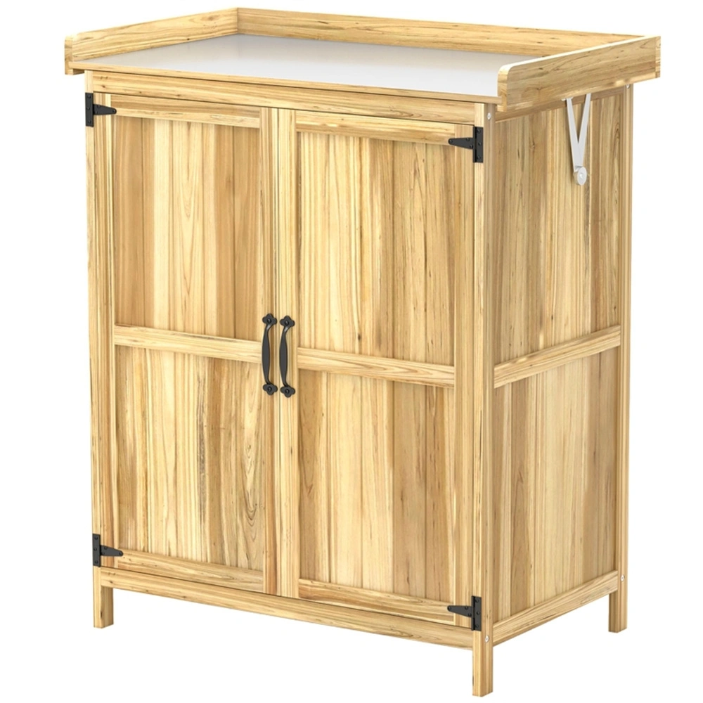 Wood-Style Outdoor Storage Shed - Waterproof Garden Tool & Equipment Organizer