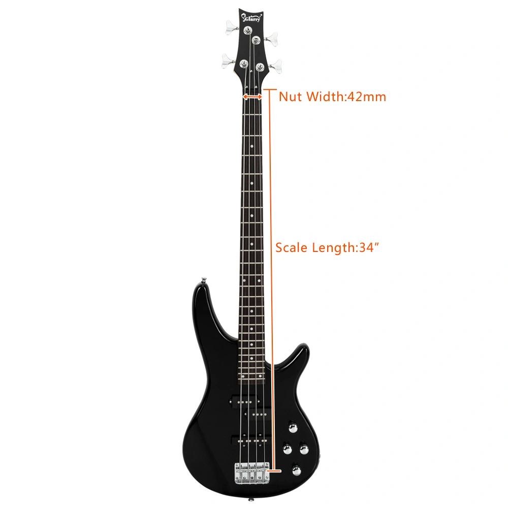 GIB Electric Bass Guitar Full Size 4 String Black view 18