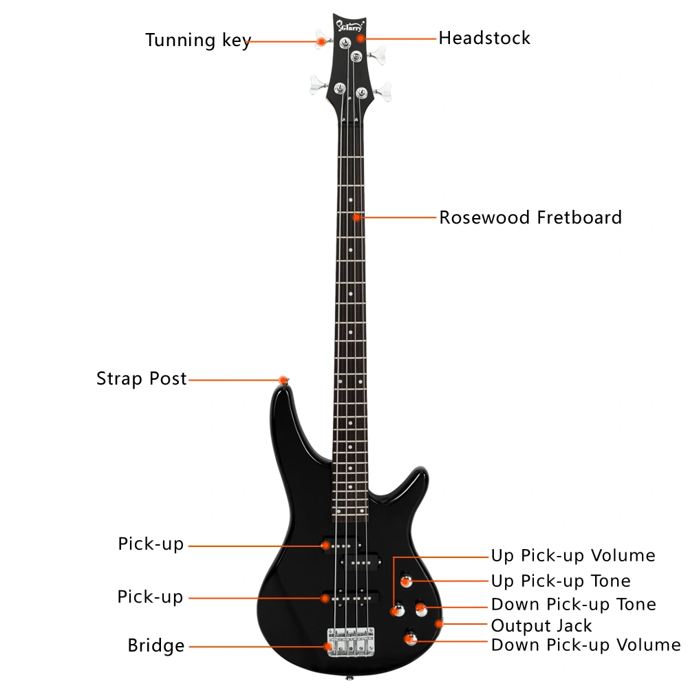 GIB Electric Bass Guitar Full Size 4 String Black view 20