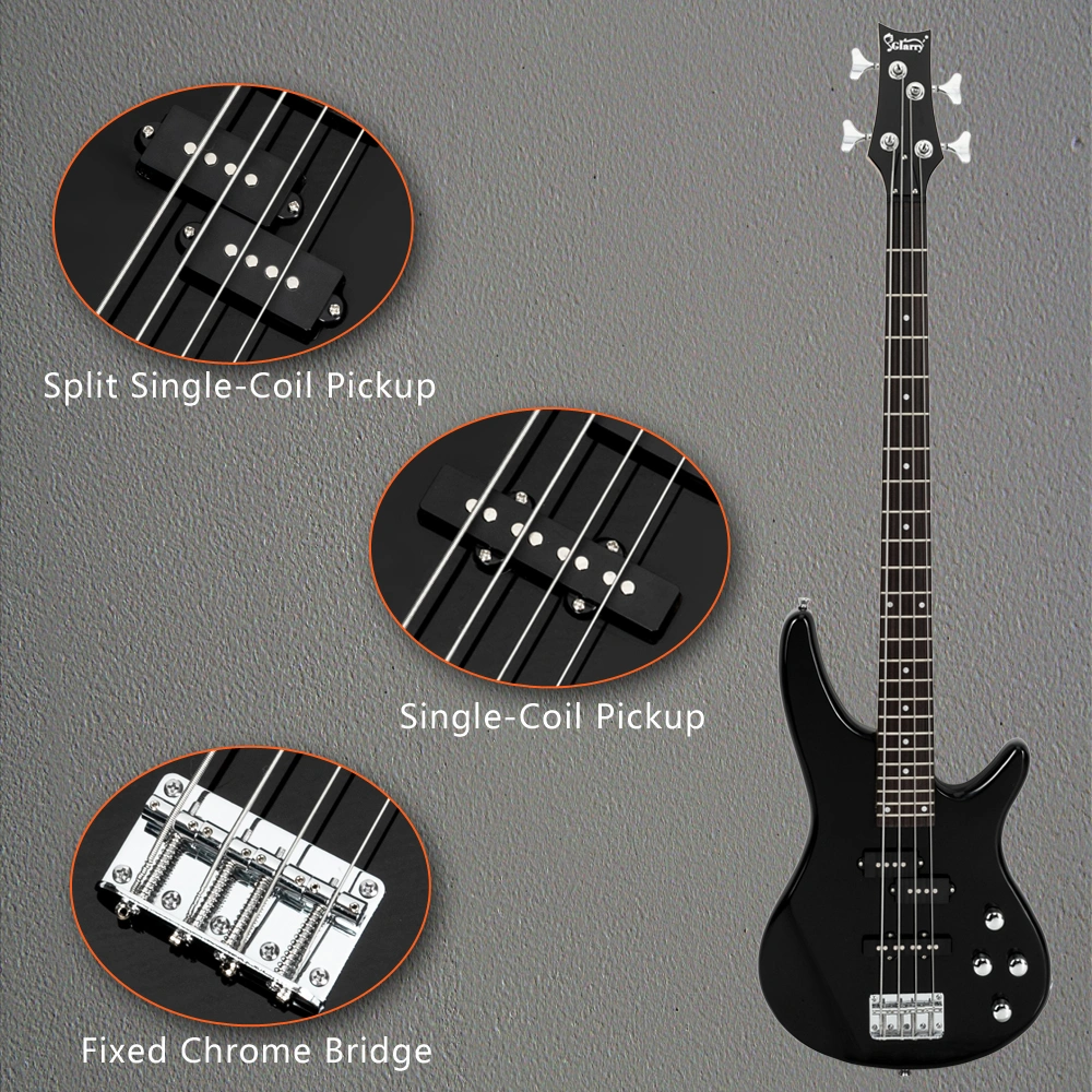 GIB Electric Bass Guitar Full Size 4 String Black view 21