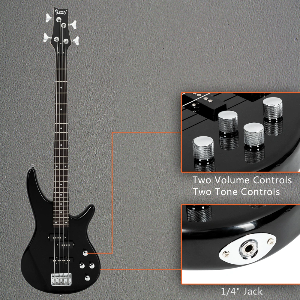 GIB Electric Bass Guitar Full Size 4 String Black view 23