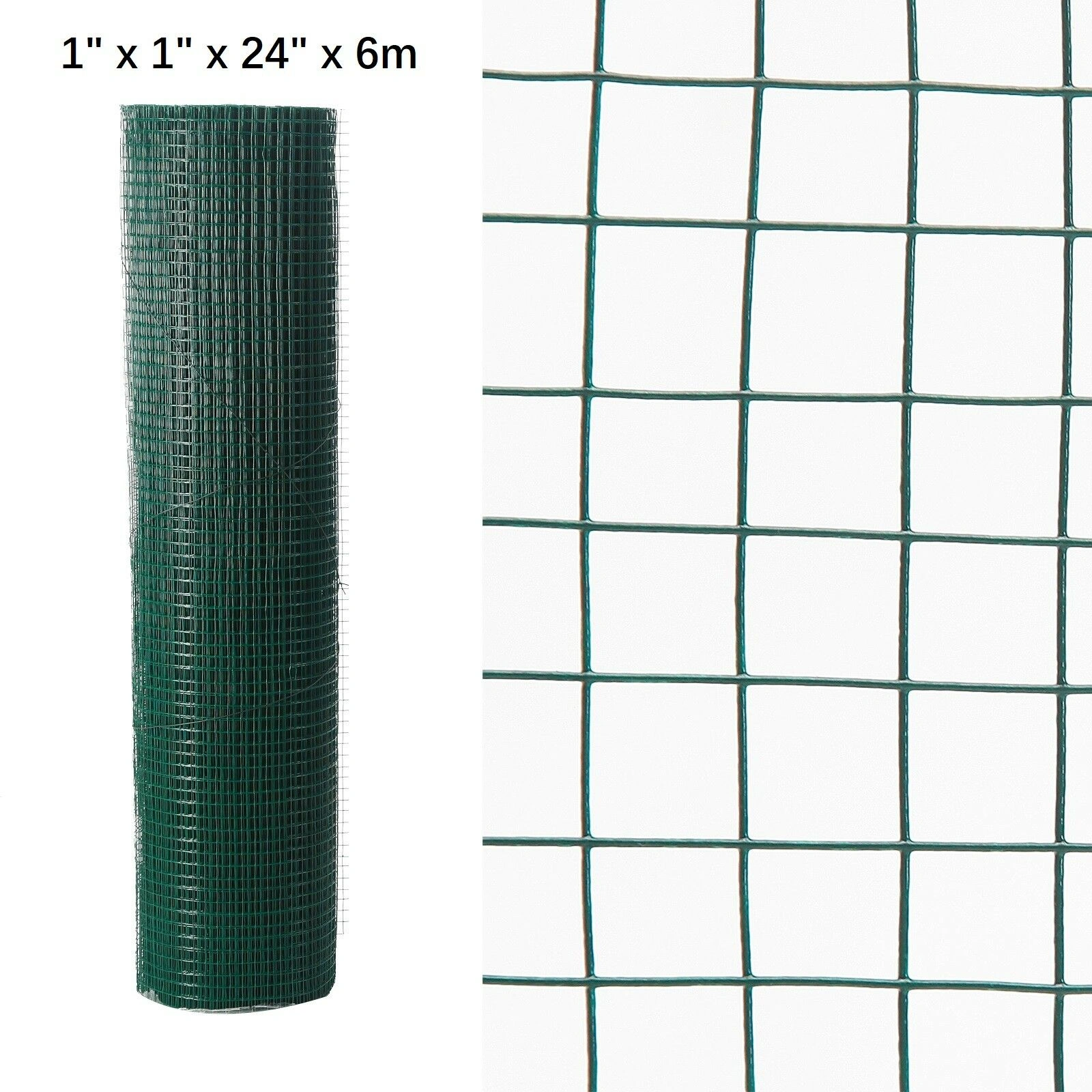 Green PVC Coated Chicken Wire Mesh 6M Roll Garden Fence Metal Barrier Outdoor Yard view 4