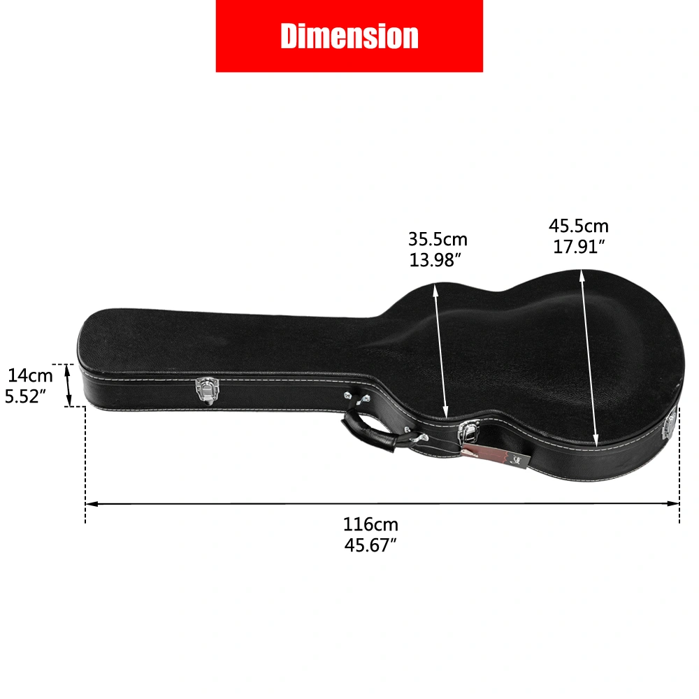 High-End Fine-Grain PU Leather Hard Case for 335 Style Semi-Hollow & Hollowbody Electric Guitar view 7