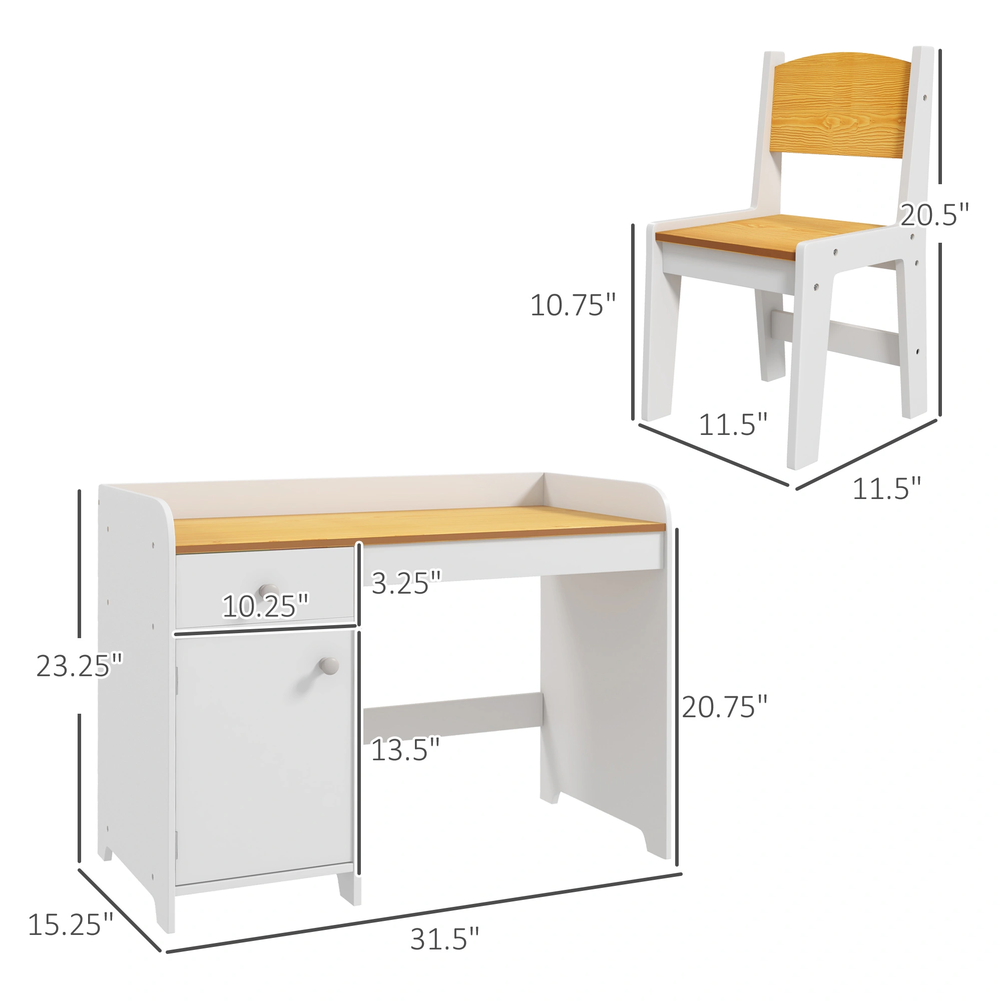 Kids Desk and Chair Set, Adjustable Height Study Table and Seat Combo with Storage Shelf, Ergonomic Home Learning Furniture for Bedroom view 2