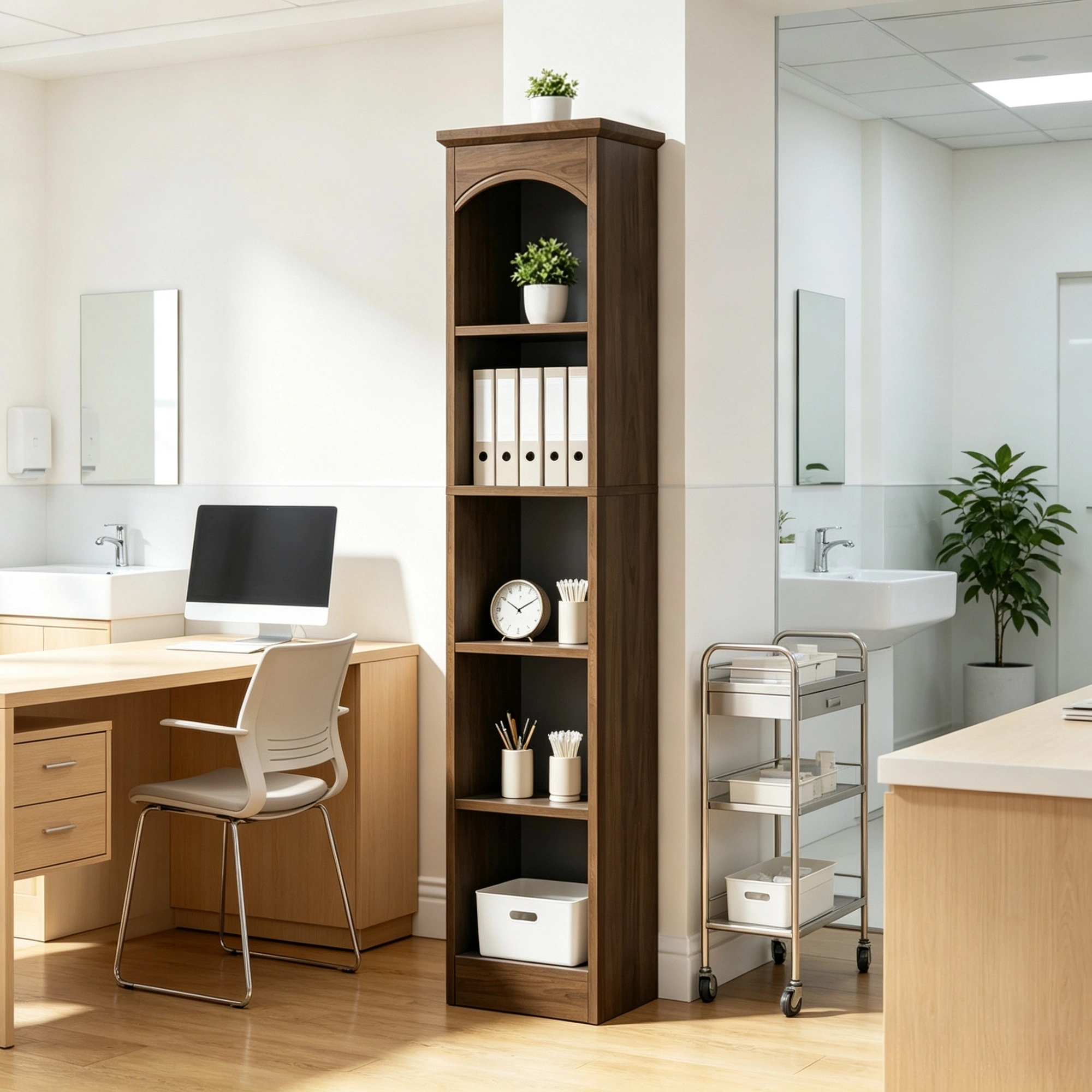 70.9" Narrow 5-Tier Bookshelf, Modern Cube Storage Shelf, Display Rack Organizer for Living Room, Bedroom view 3