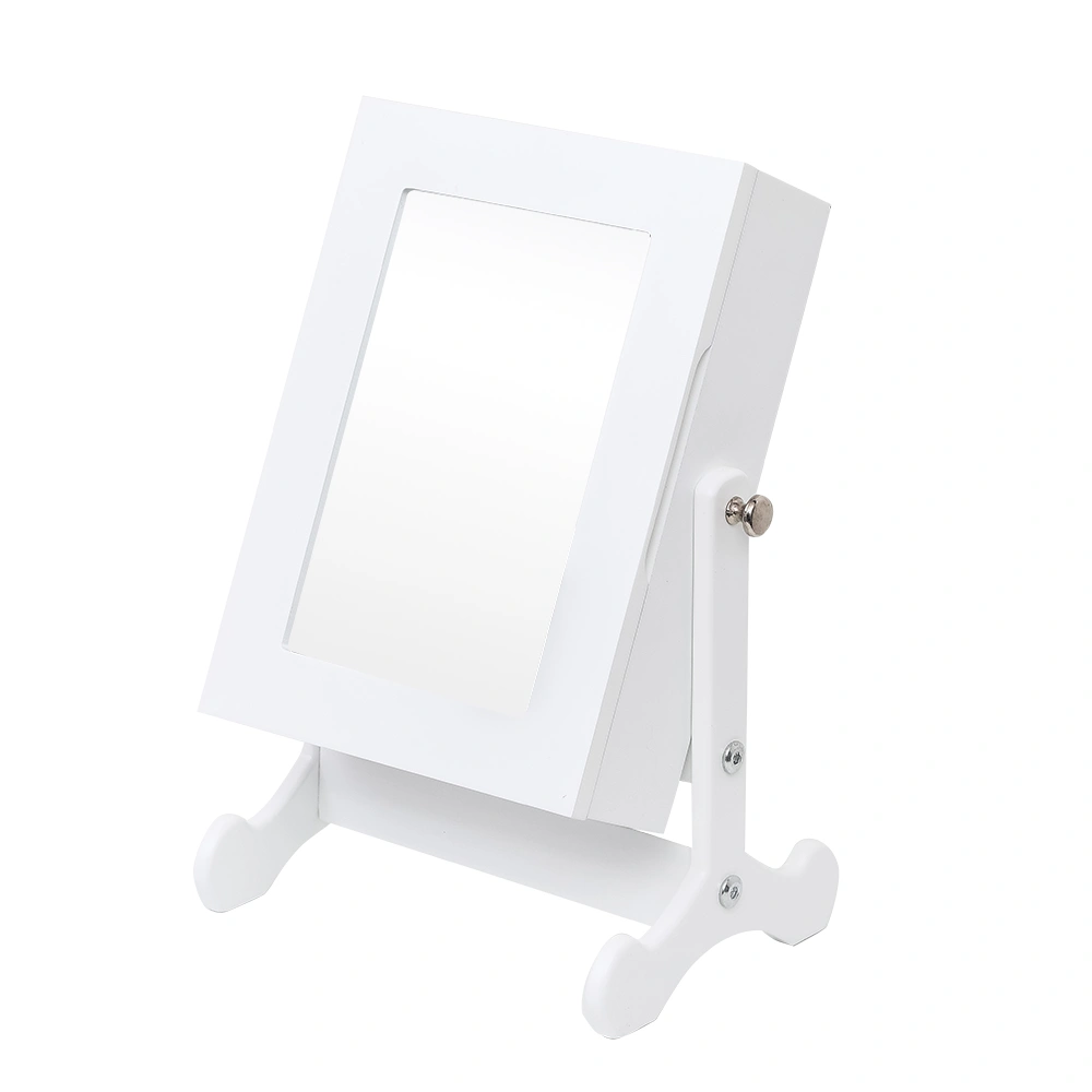 Giantex White Countertop Jewelry Mirror Cabinet Armoire, Small Storage Organizer Box with Stand for Dresser Top view 3