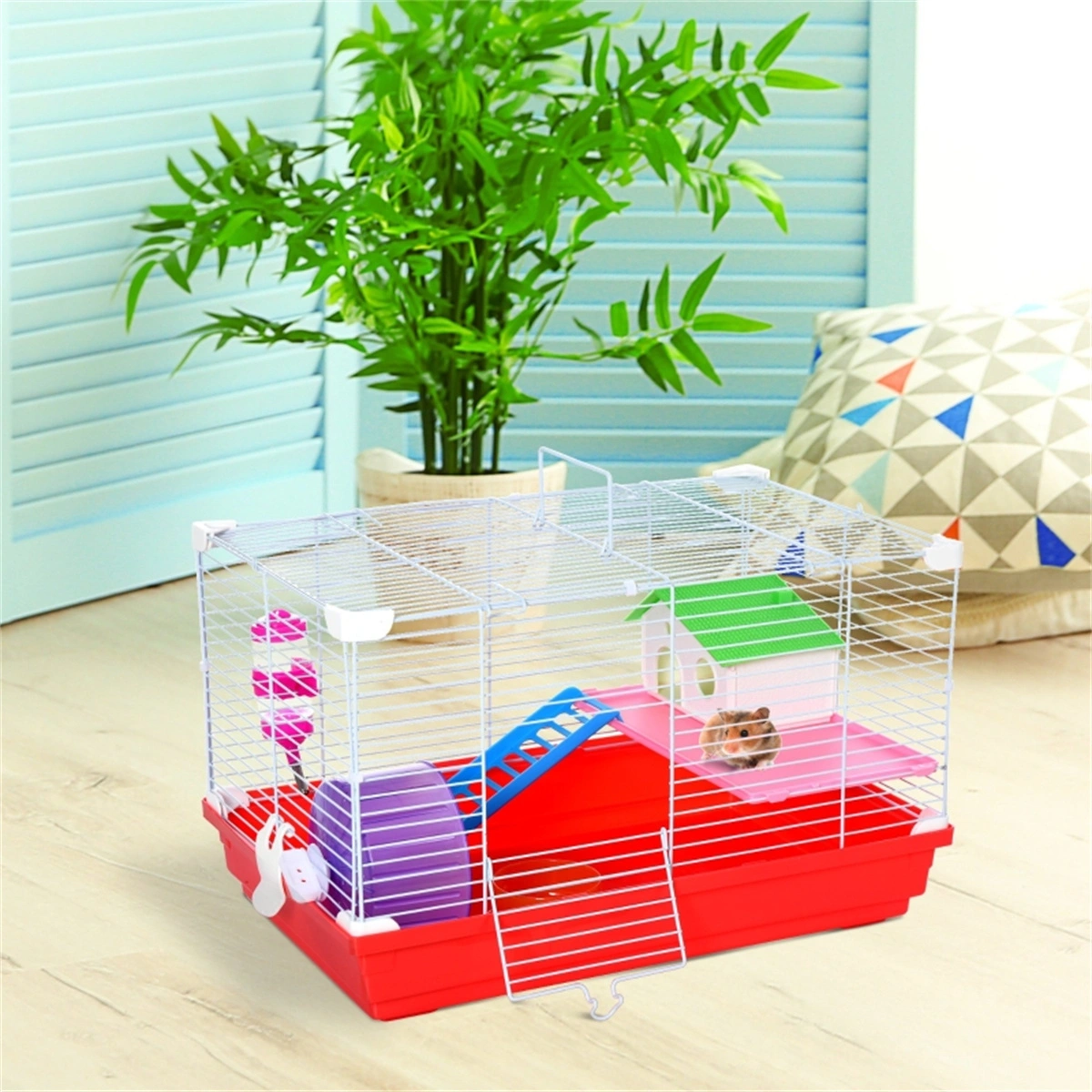 Hamster Cage/Pet Cage - Spacious Multi-Level Small Animal Habitat with Accessories view 3