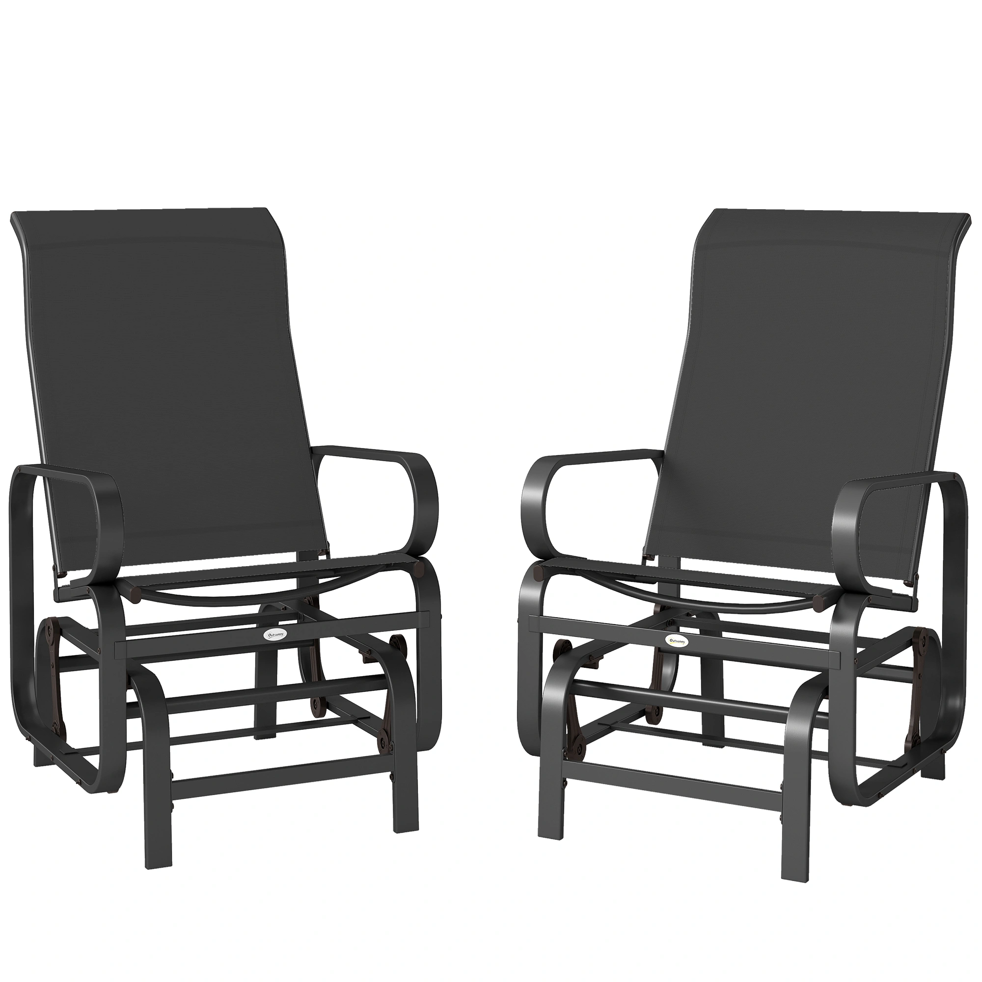 Gliding Lounger Chair Set of 2 Outdoor Patio Rocking Chairs with Cushions view 2
