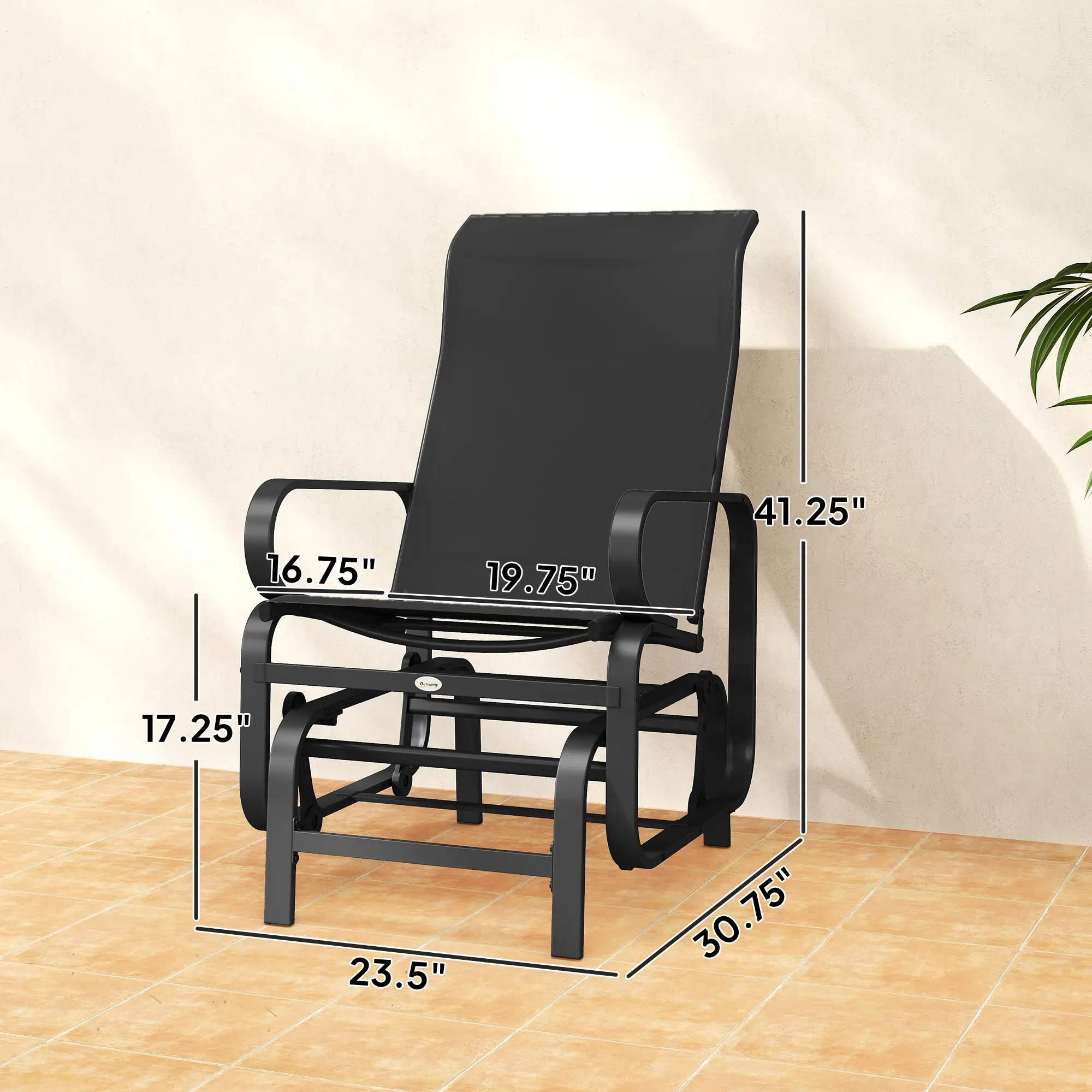Gliding Lounger Chair Set of 2 Outdoor Patio Rocking Chairs with Cushions view 5
