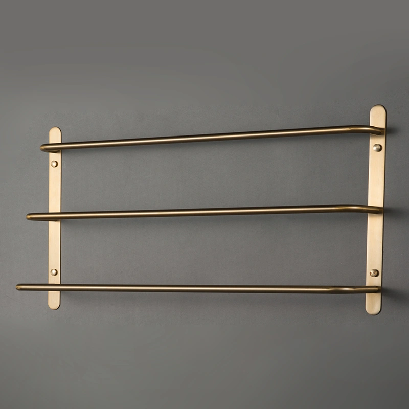 THREE Stagger Layers Towel Rack Luxury Brushed Gold 304 Stainless Steel Towel Bars Bathroom Accessories Set 23.62 inches KJWY003JIN-60CM view 2