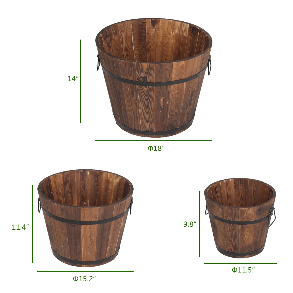 Outdoor Reinforced And Anticorrosive Wooden Pot Set Of Three view 4